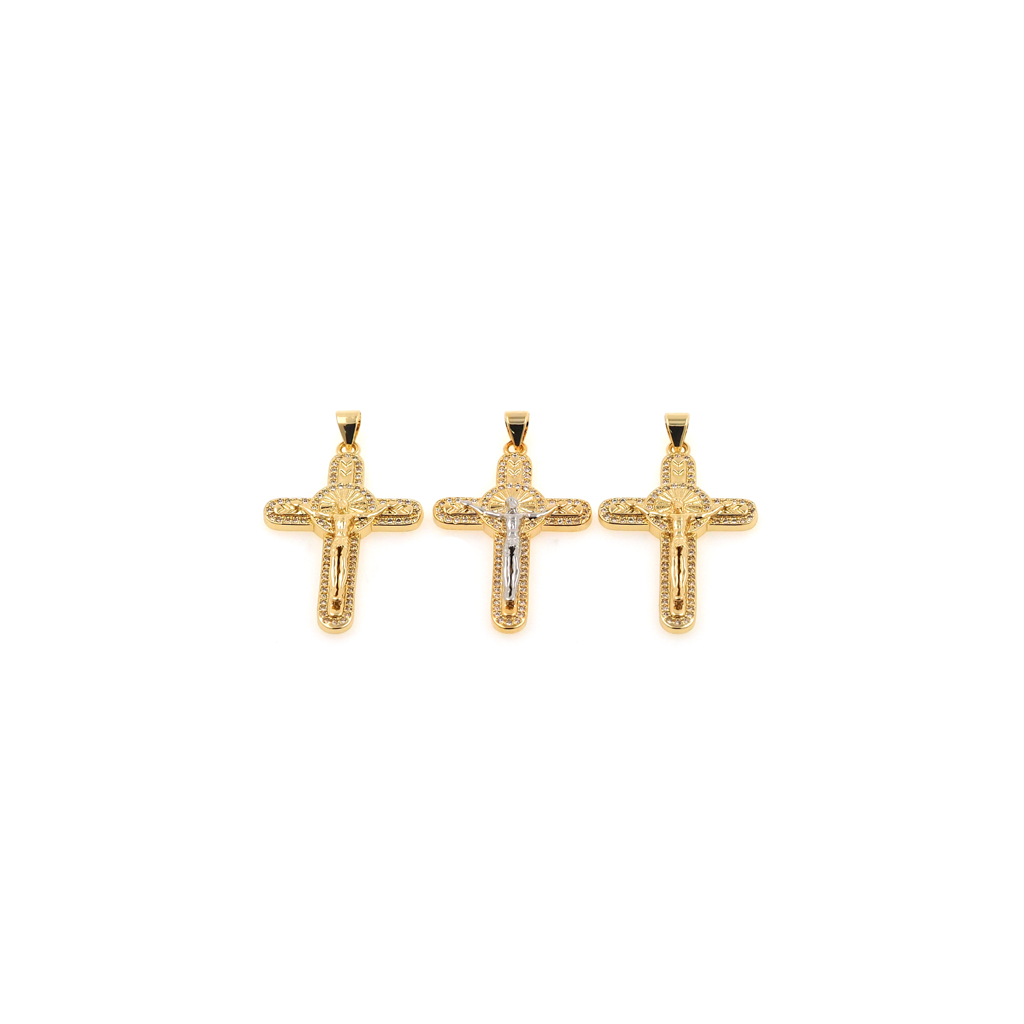 18K Gold Filled Cross Pendant,Religious Charms Earrings Necklace for DIY Jewelry Making Supply