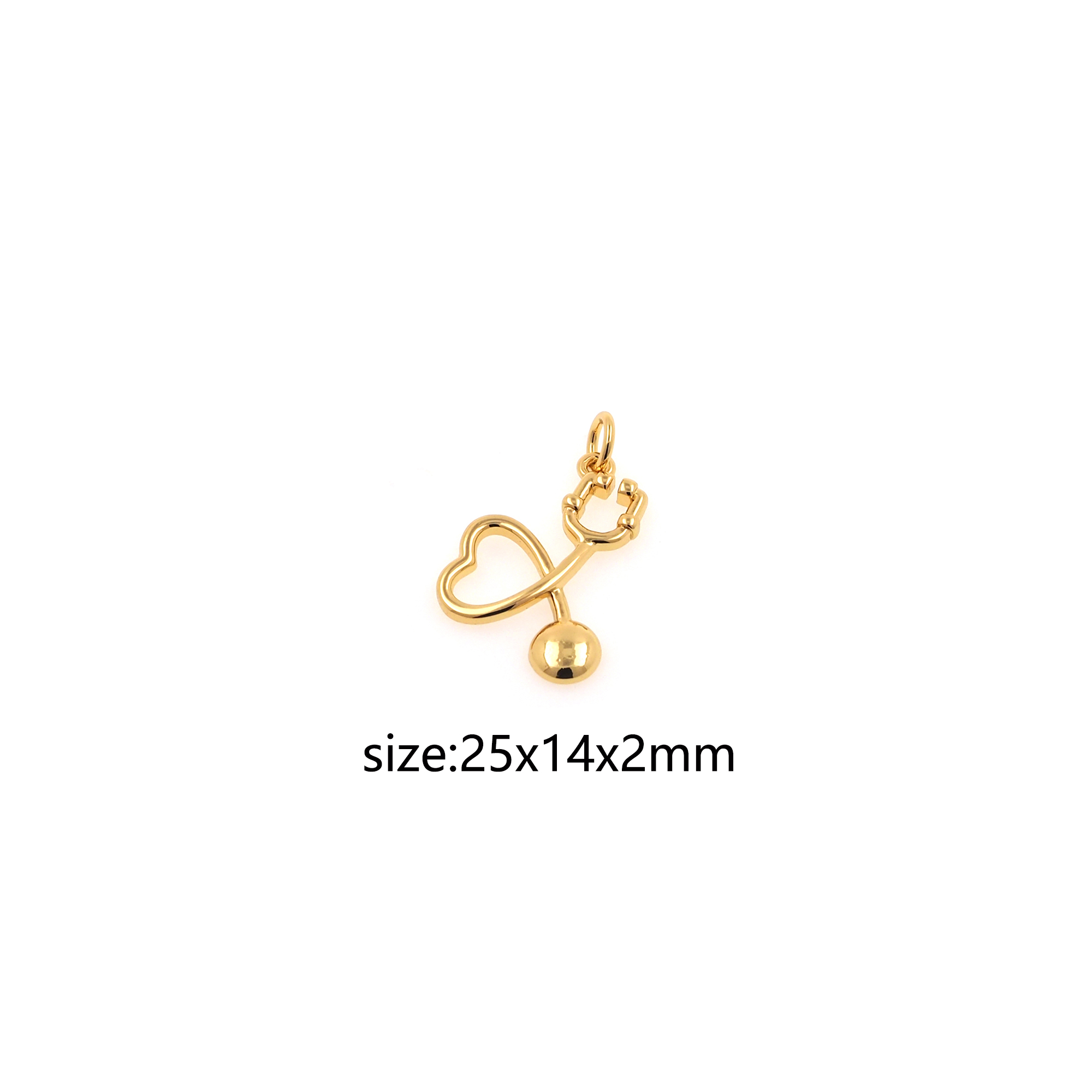18K Gold Filled Stethoscope Pendant,Dainty Stethoscope Charm Earrings Necklace for DIY Jewelry Making Supply