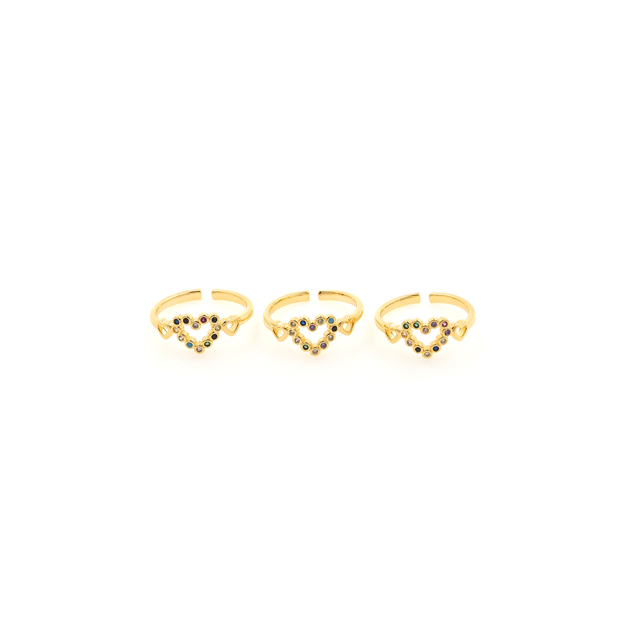 18K Gold Filled Heart Rings,CZ Rings,Adjustable Ring,Minimalist Ring,Open Ring