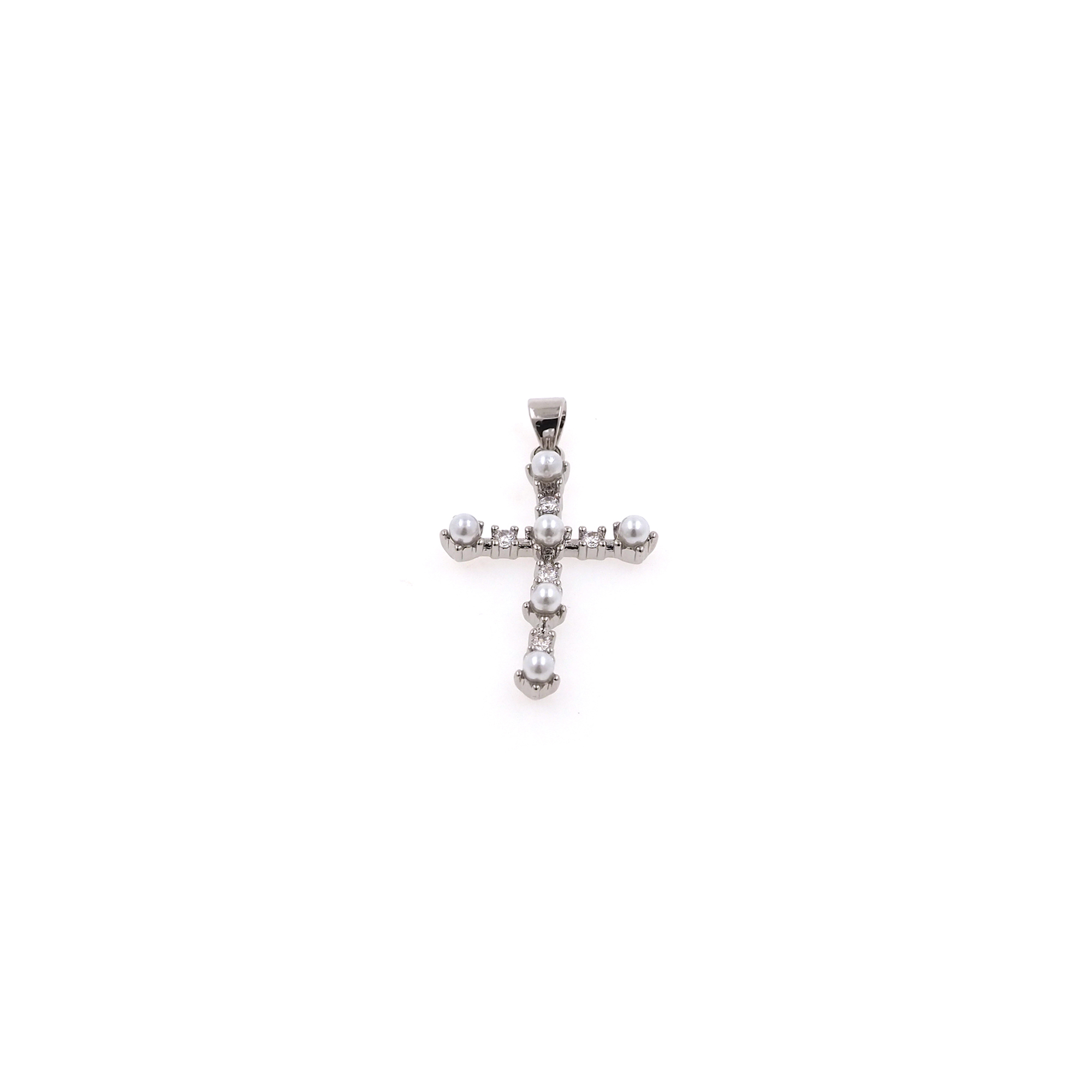 Pearl Cross Pendant,18K Gold Filled Cross Charm Earrings Necklace for DIY Jewelry Making Supply