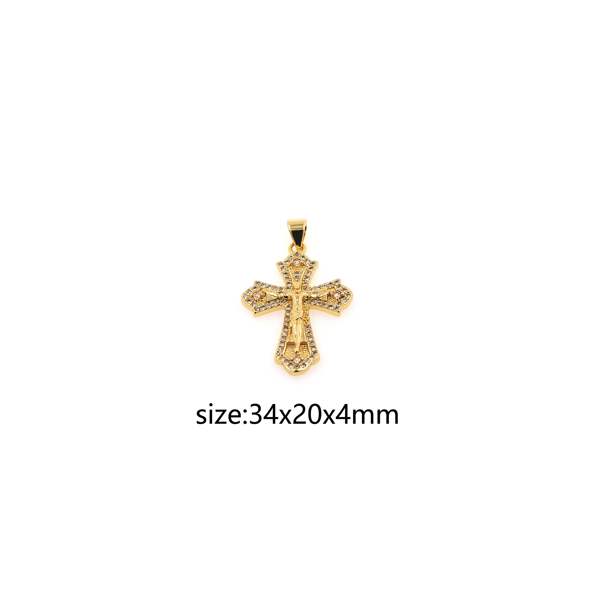 18K Gold Filled Cross Pendant,Religious Charms Earrings Necklace for DIY Jewelry Making Supply