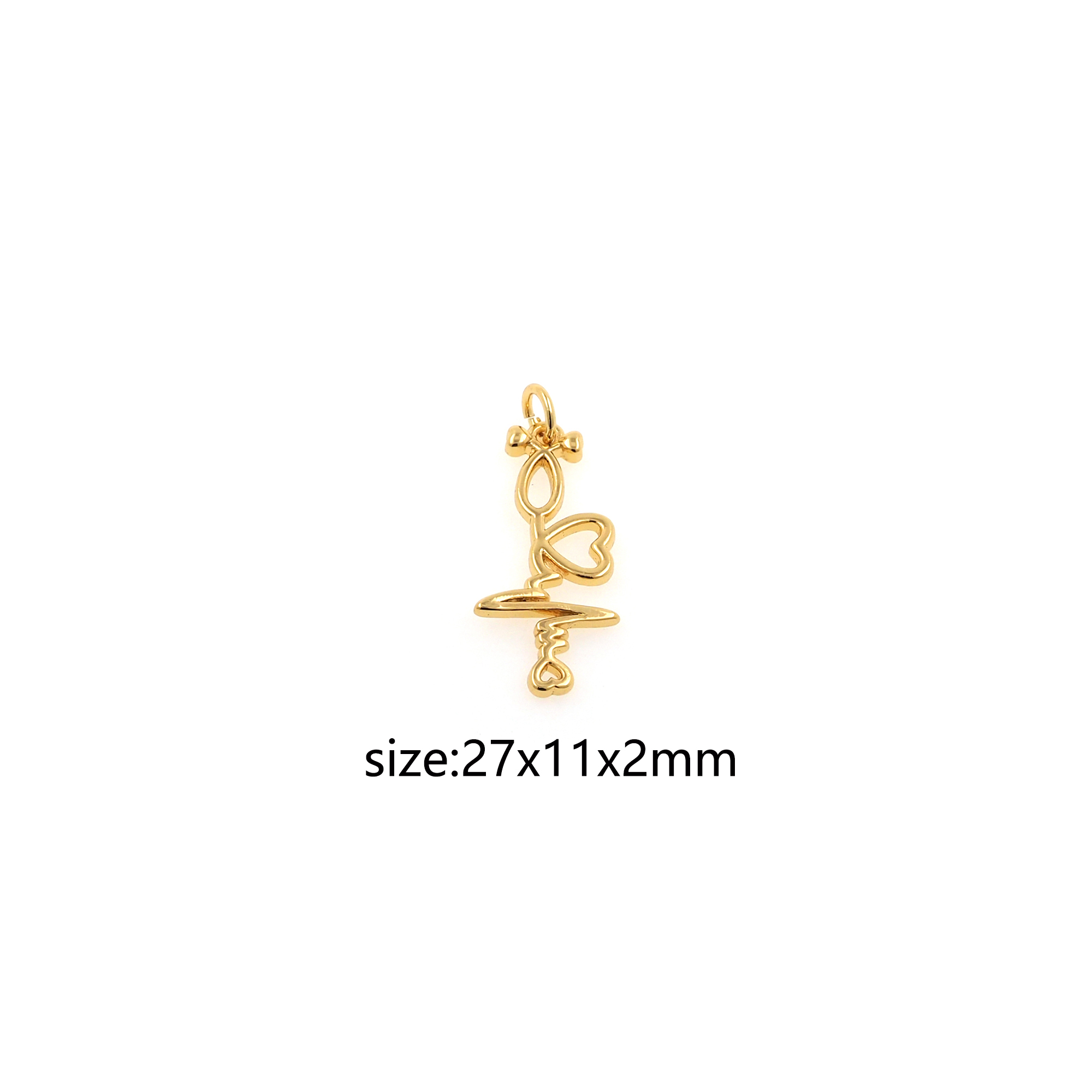 Dainty Heart Pendant,18K Gold Filled Heart Charm Earrings Necklace for DIY Jewelry Making Supply