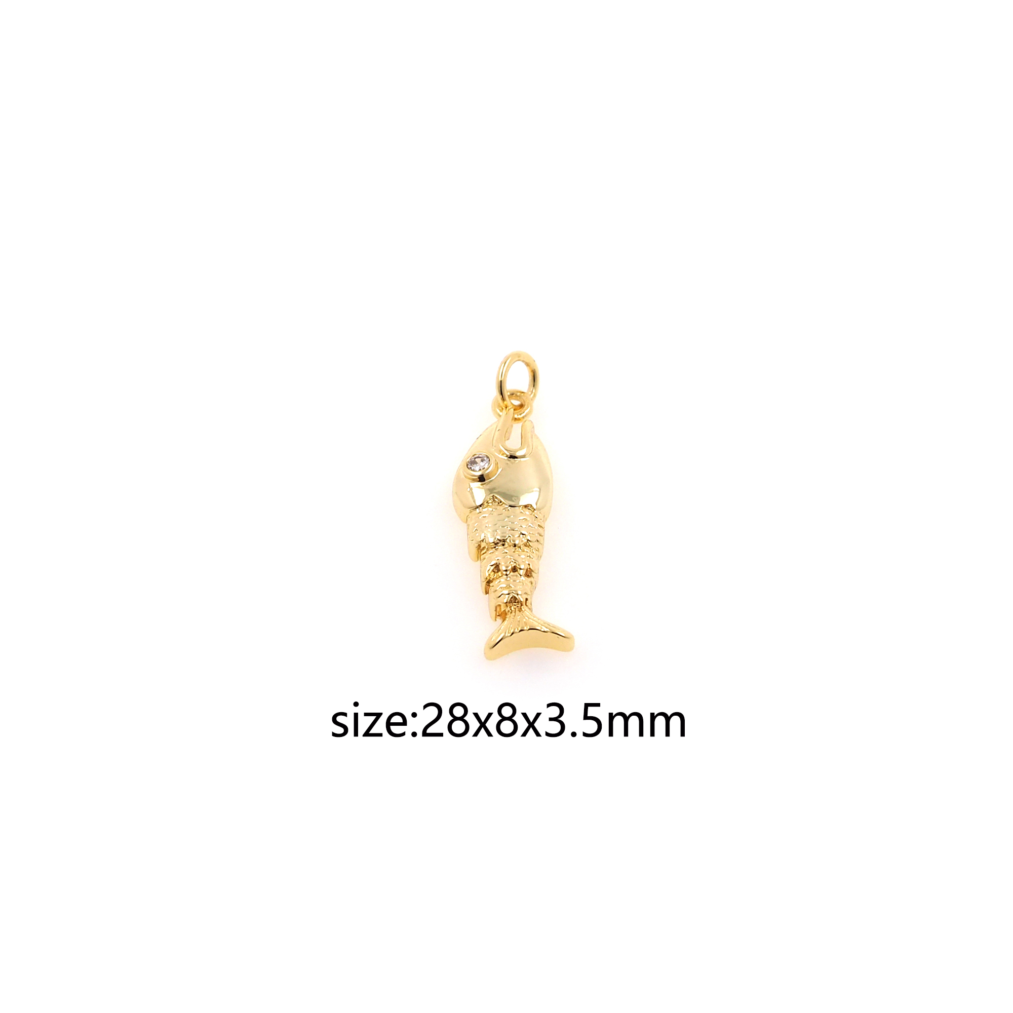 18K Gold Filled Fish Pendant,Dainty Fish Charm Earrings Necklace for DIY Jewelry Making Supply
