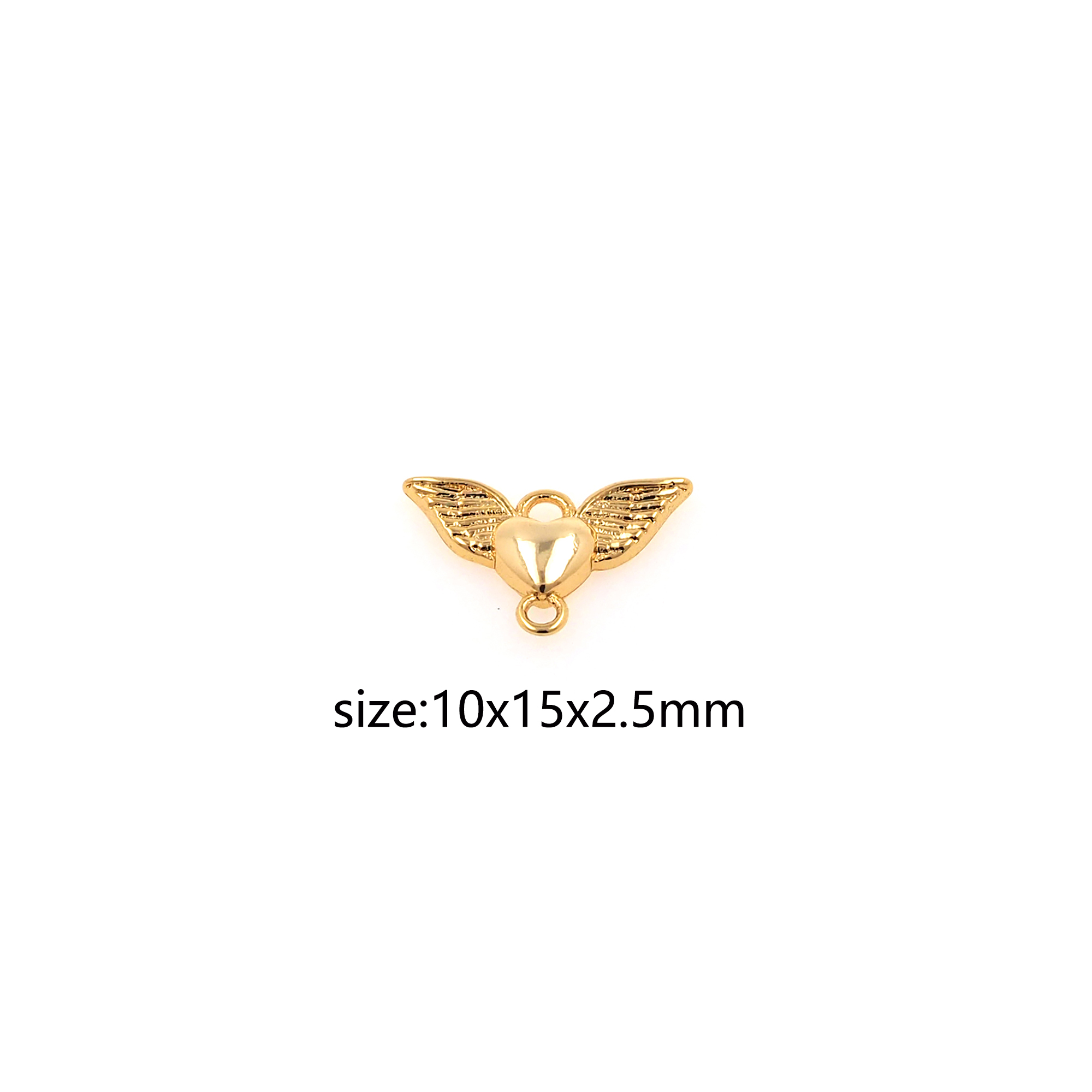 18K Gold Filled Heart Wing Pendant,Dainty Heart Charm Earrings Necklace for DIY Jewelry Making Supply