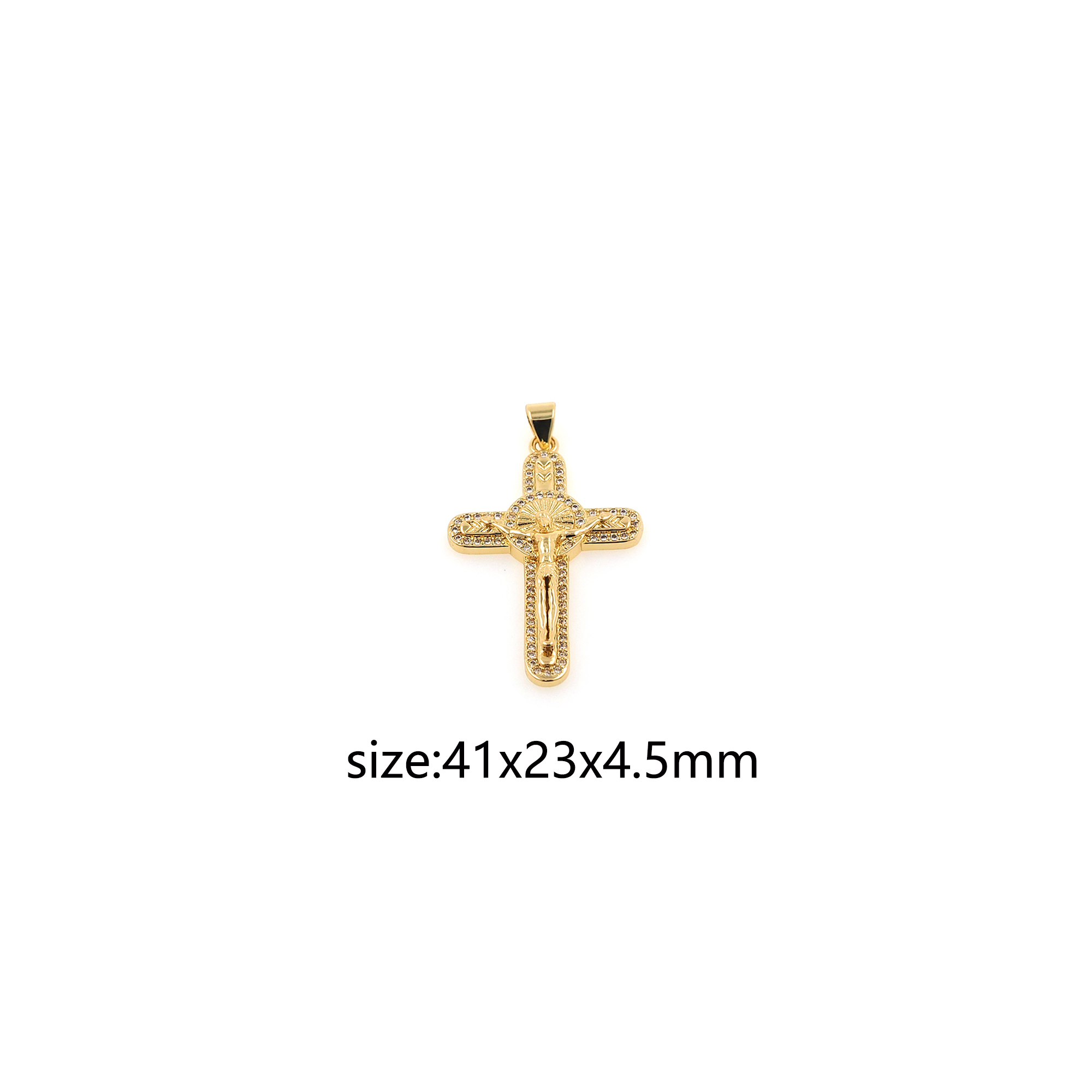 18K Gold Filled Cross Pendant,Religious Charms Earrings Necklace for DIY Jewelry Making Supply