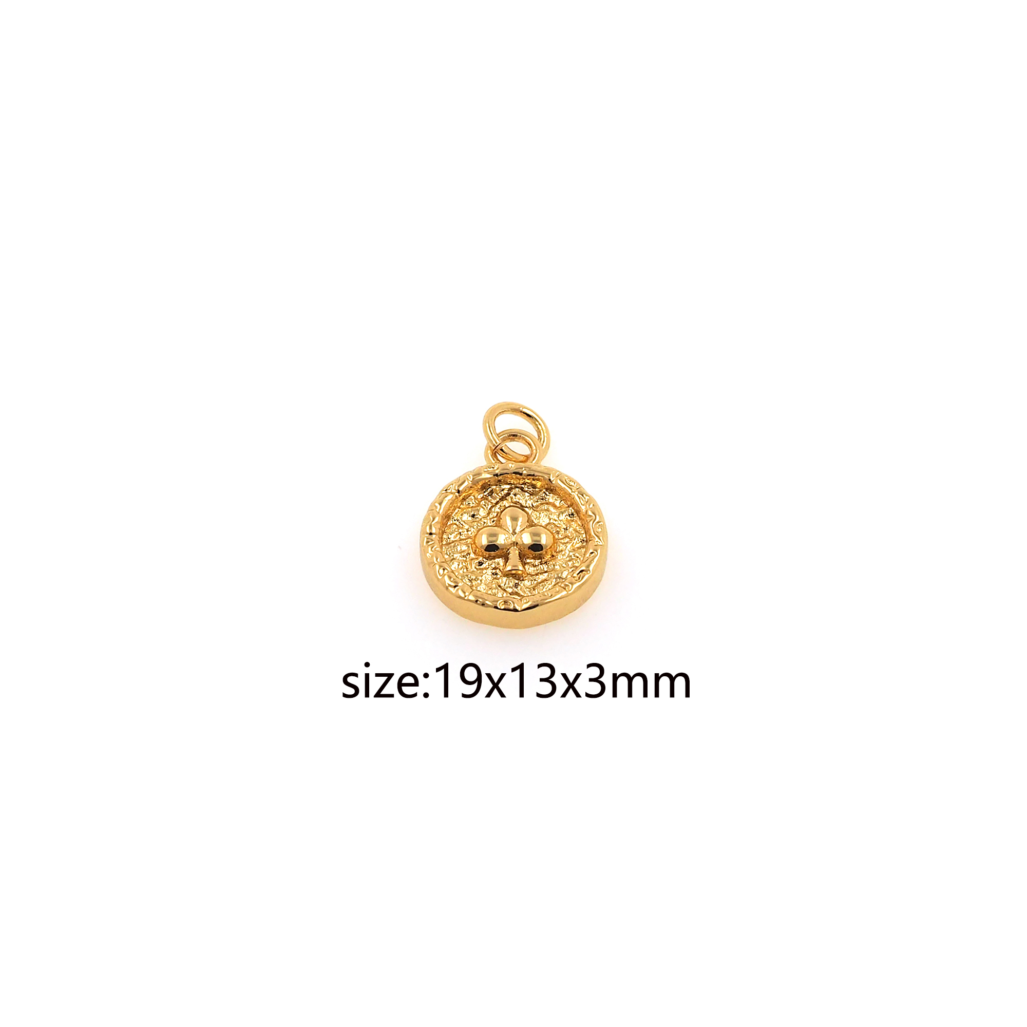 18K Gold Filled Club Pendant,Poker Charm,Dainty Club Earrings Necklace for DIY Jewelry Making Supply