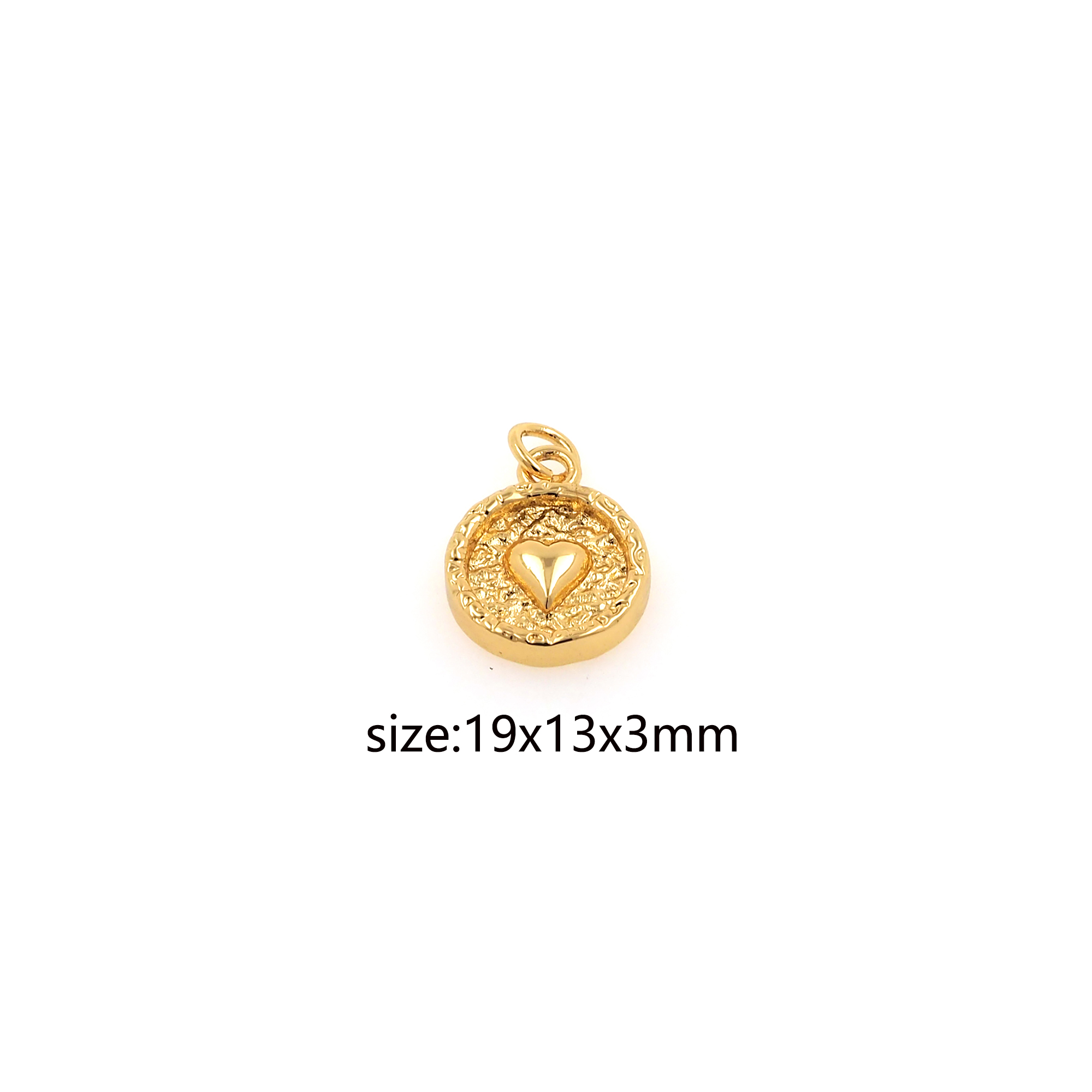 18K Gold Filled Heart Pendant,Round Heart Charm Earrings Necklace for DIY Jewelry Making Supply