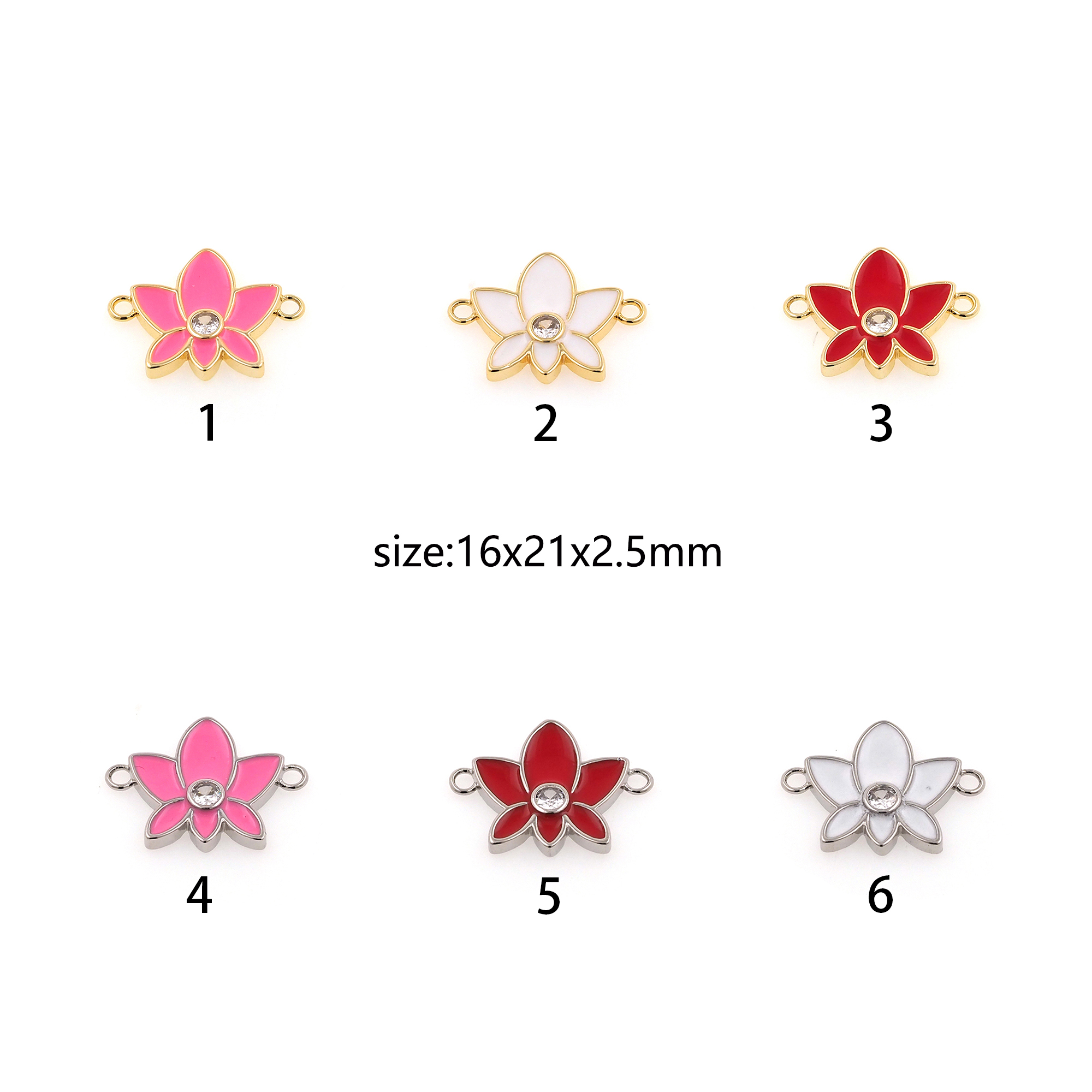 18K Gold Filled Lotus Connector,Enamel Lotus Charm Necklace Bracelet for DIY Jewelry Making Supply