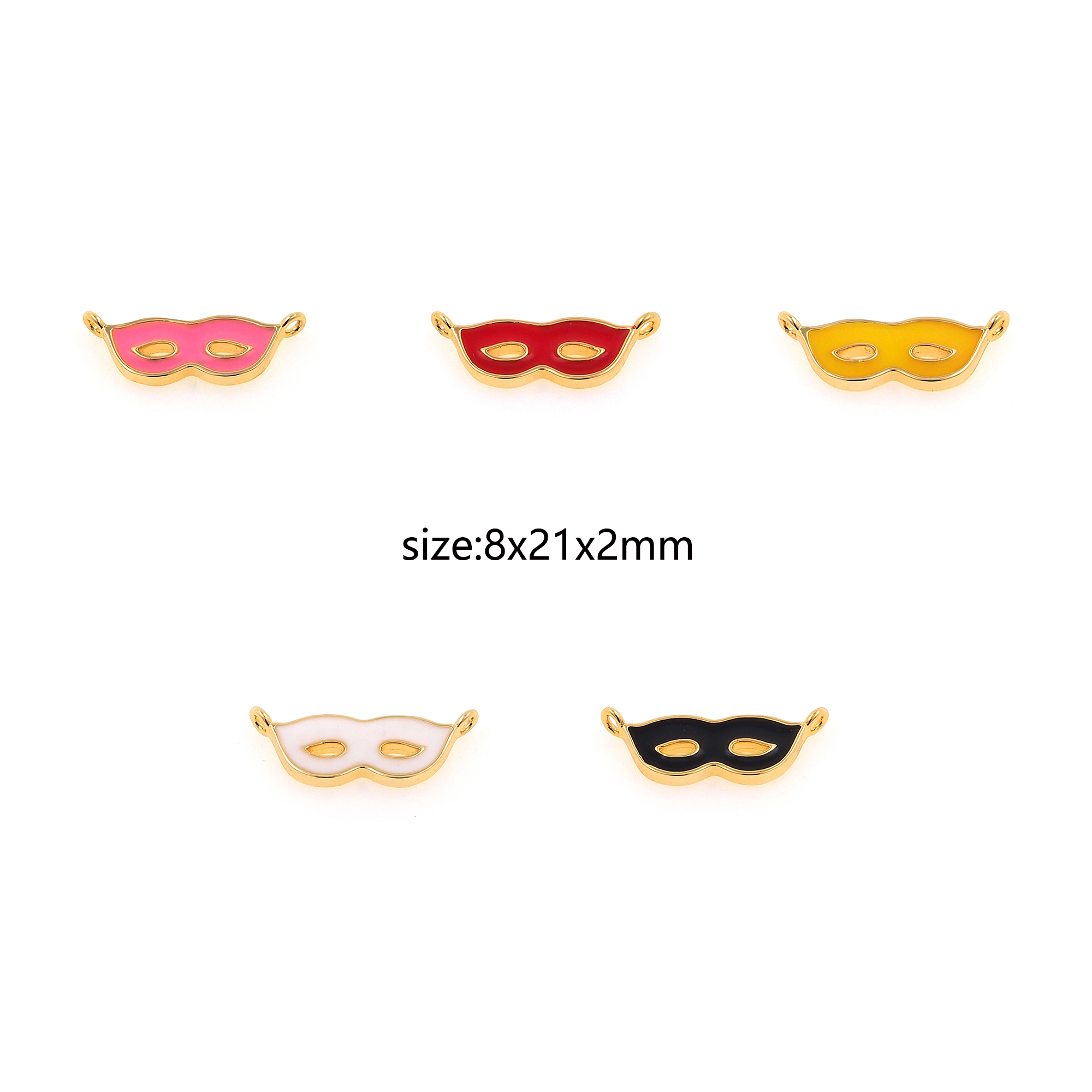 18K Gold Filled Mask Pendant,Enamel Mask Chamr Earrings Necklace for DIY Jewelry Making Supply