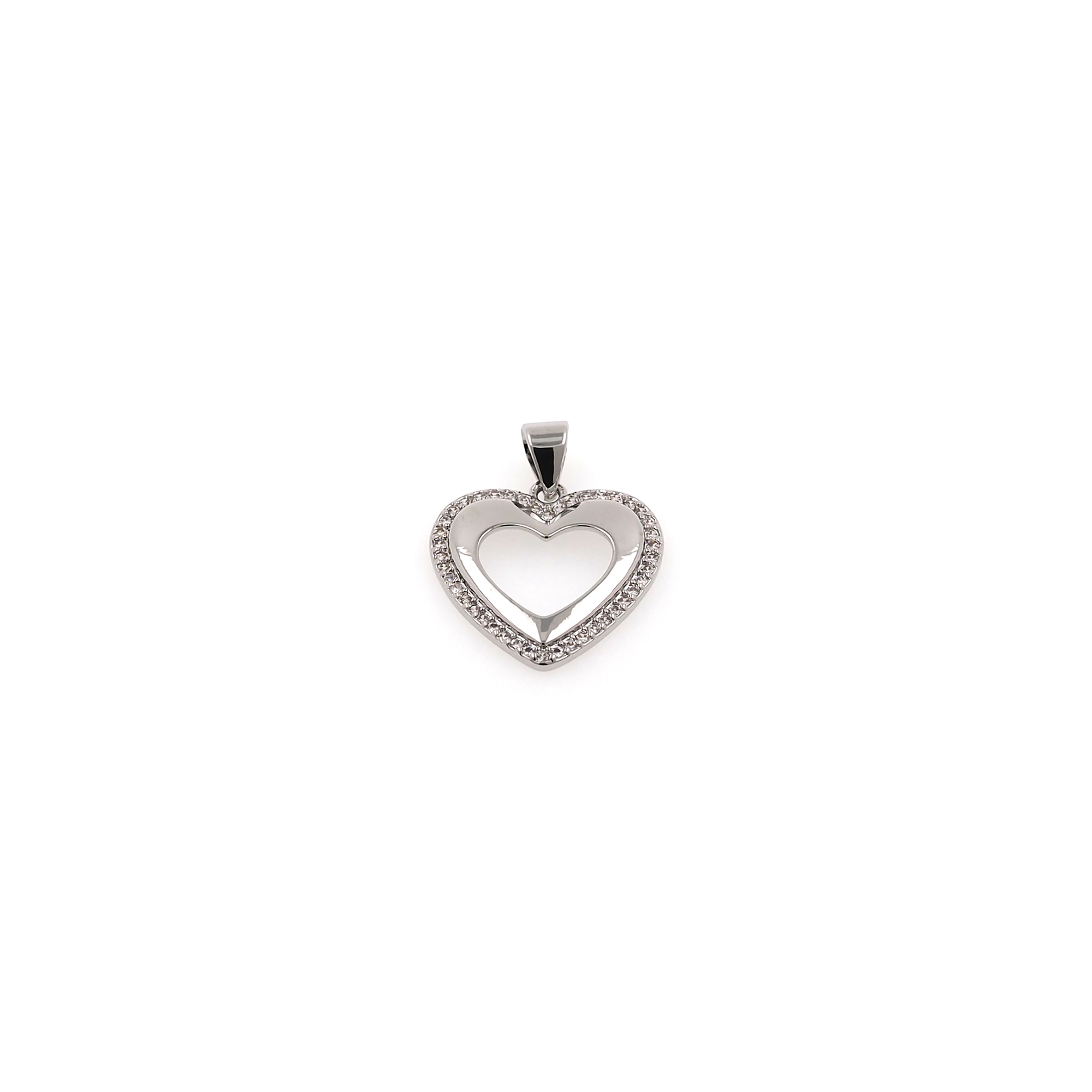 18K Gold Filled Heart Pendant,CZ Micro Pave Heart Charm Earrings Necklace for DIY Jewelry Making Supply