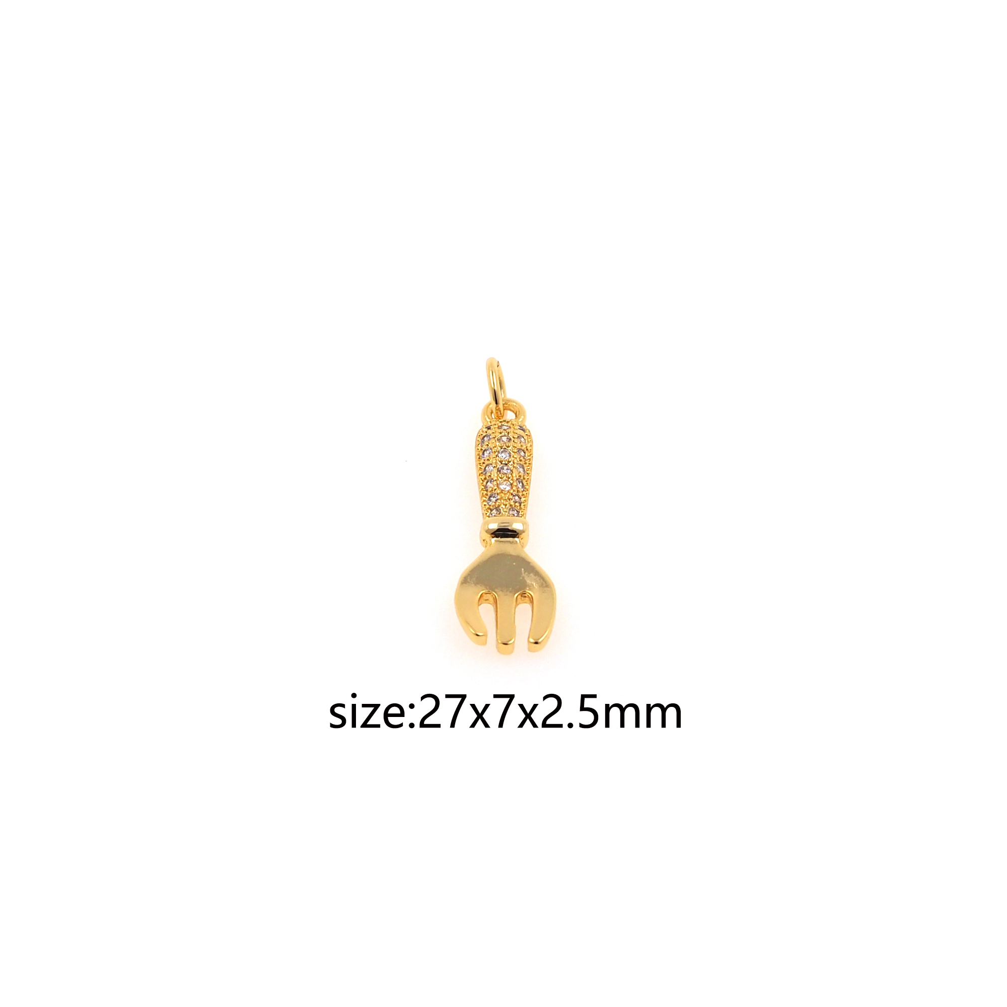 18K Gold Filled Fork Pendant,Tableware Chamr,CZ Micro Pave Fork Earrings Necklace for DIY Jewelry Making Supply