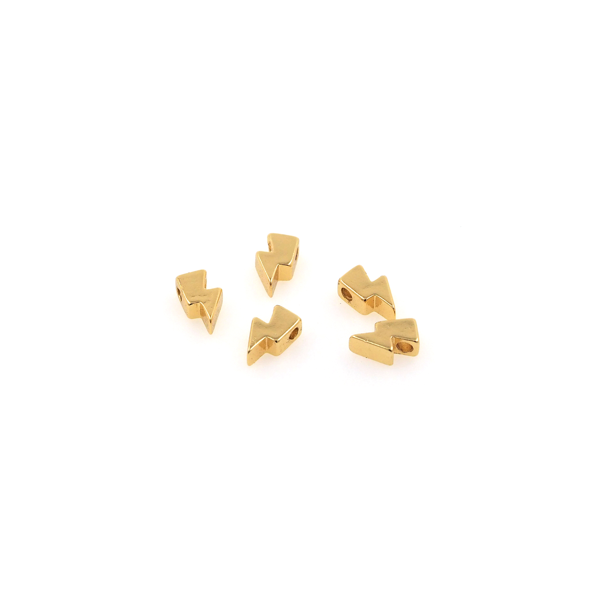 18K Gold Filled Lightning Spacer Beads,Lightning Bead for Bracelet Jewelry Necklace Making Supply