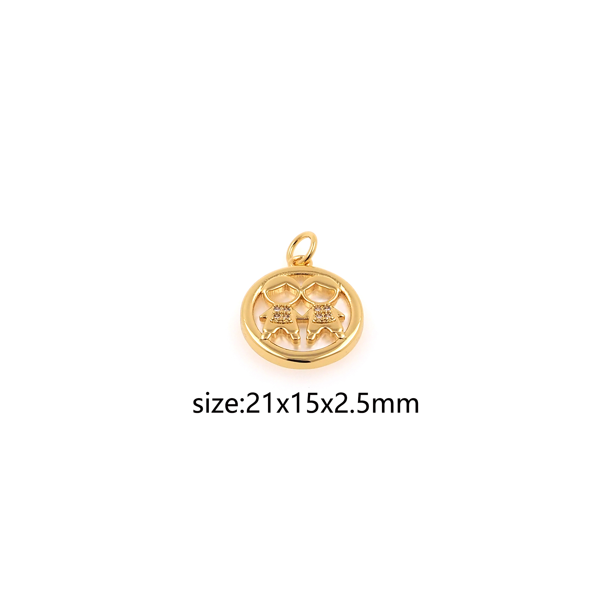 18K Gold Filled Boy Girl Pendant,CZ Micro Pave Boy Girl Charm Earrings Necklace for DIY Jewelry Making Supply