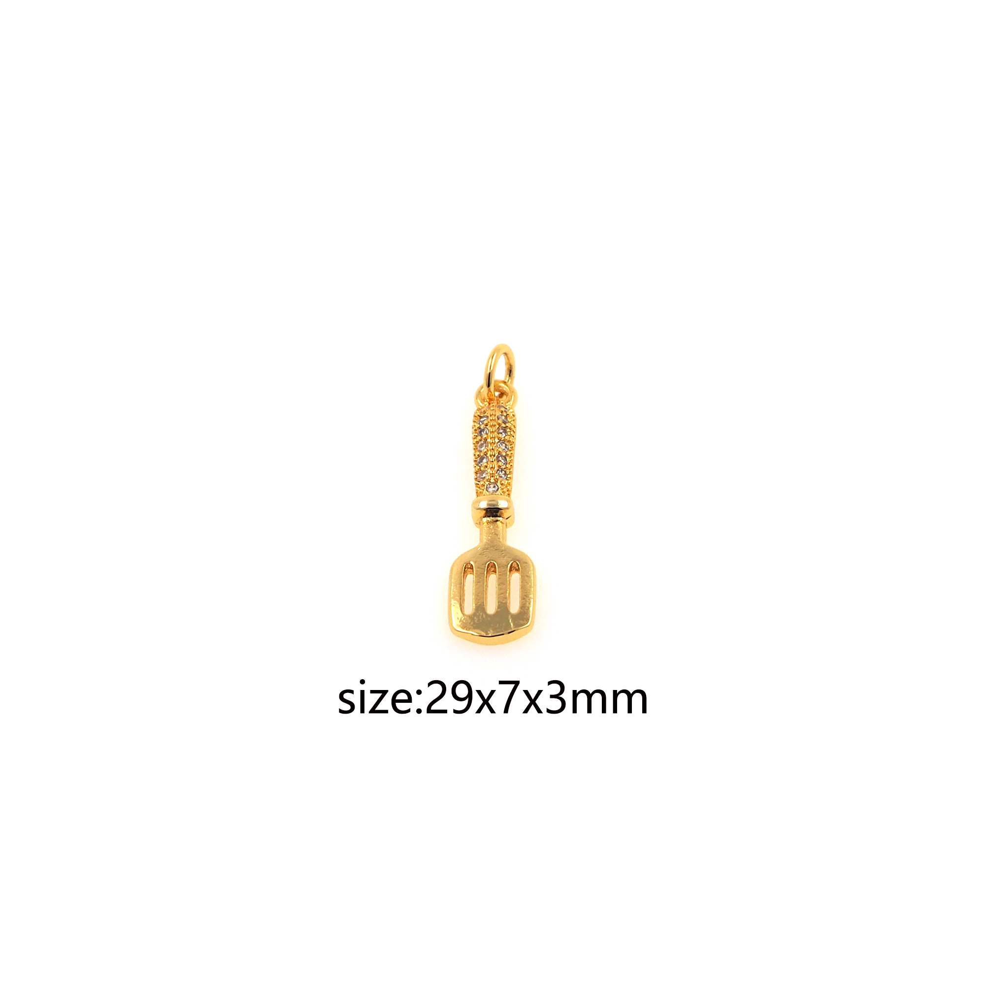 18K Gold Filled Shovel Pendant,CZ Micro Pave Shovel Charm Earrings Necklace for DIY Jewelry Making Supply