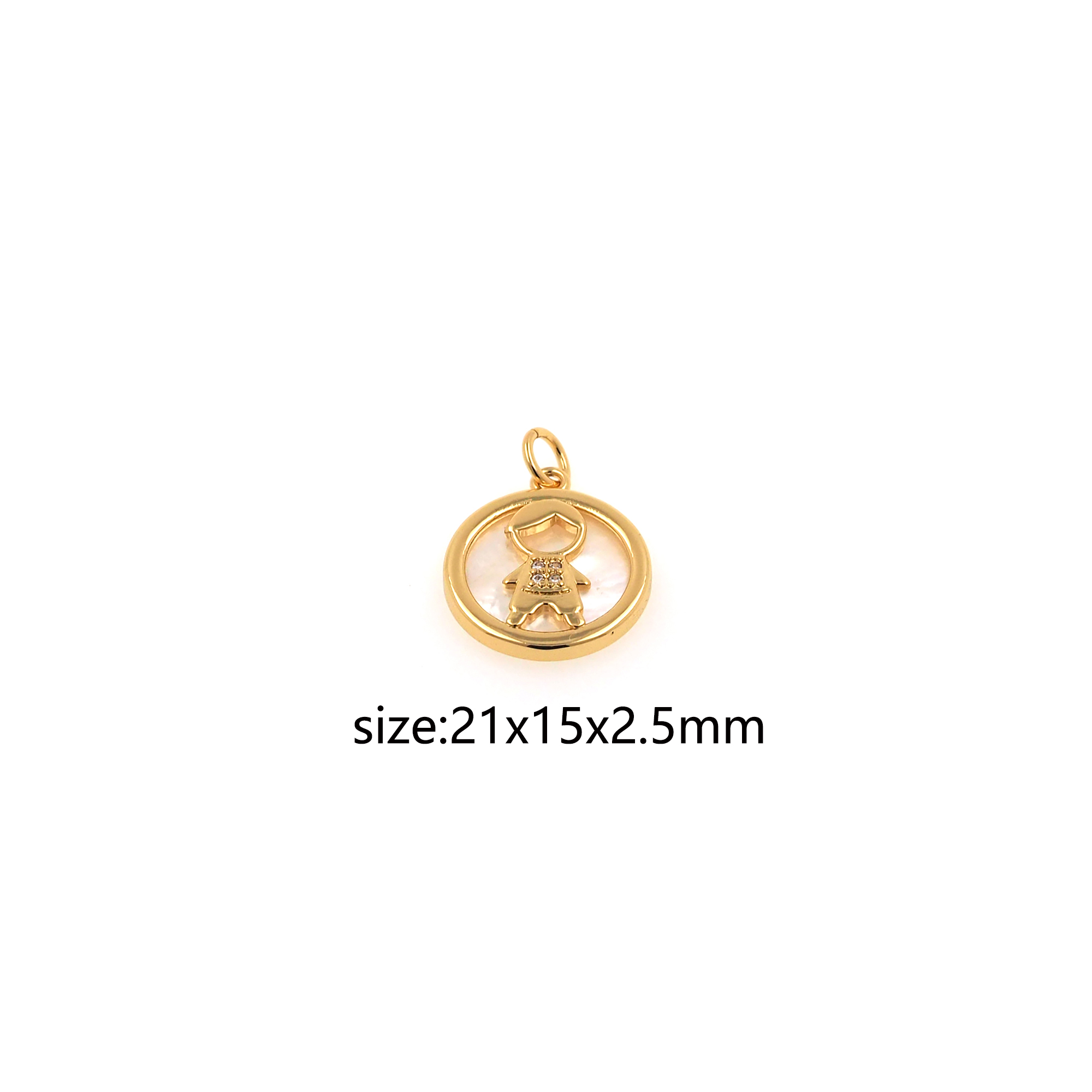 18K Gold Filled Boy Pendant,Kids Charm,CZ Micro Pave Boy Earrings Necklace for DIY Jewelry Making Supply