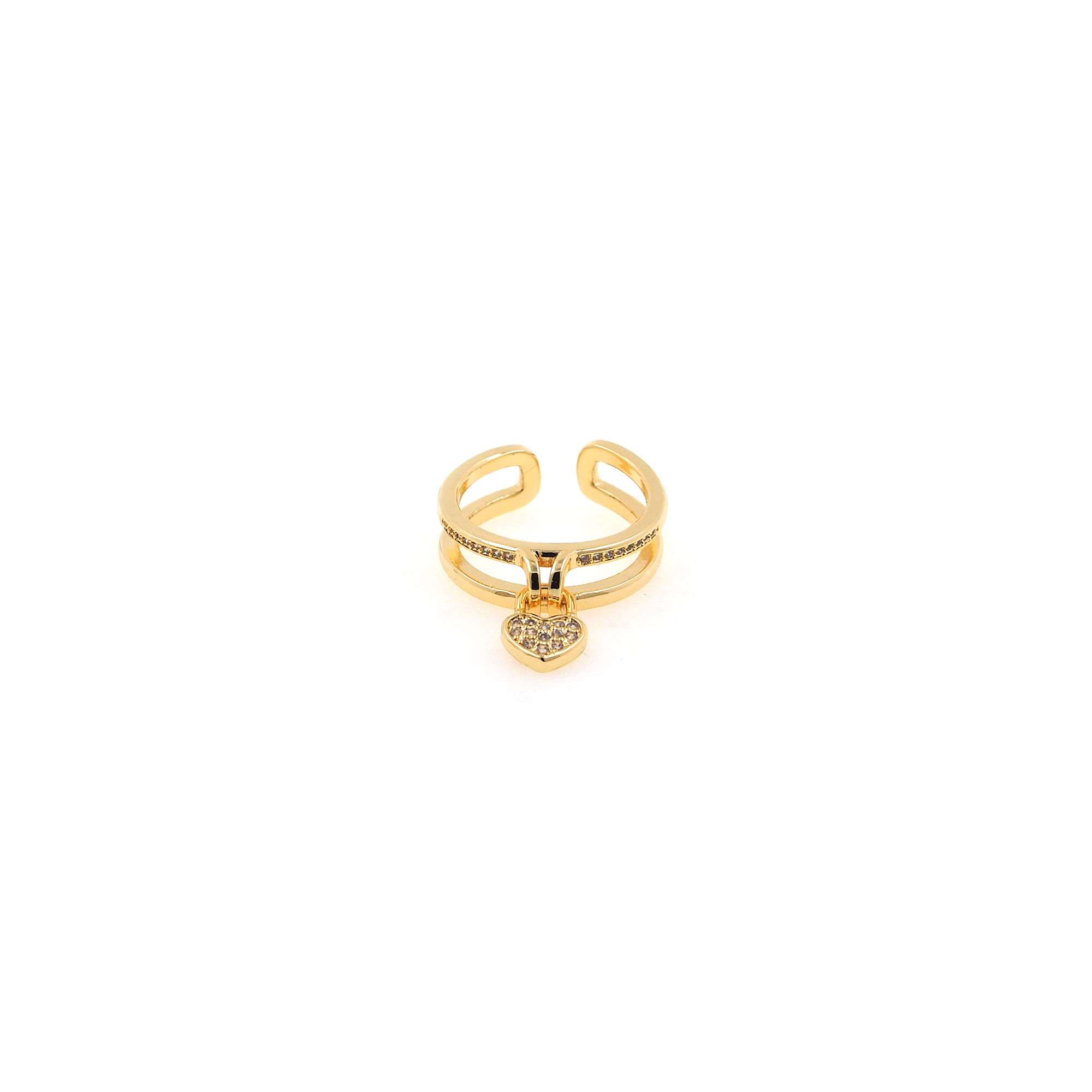 18K Gold Filled Heart Rings,CZ Rings,Adjustable Ring,Minimalist Ring,Open Ring