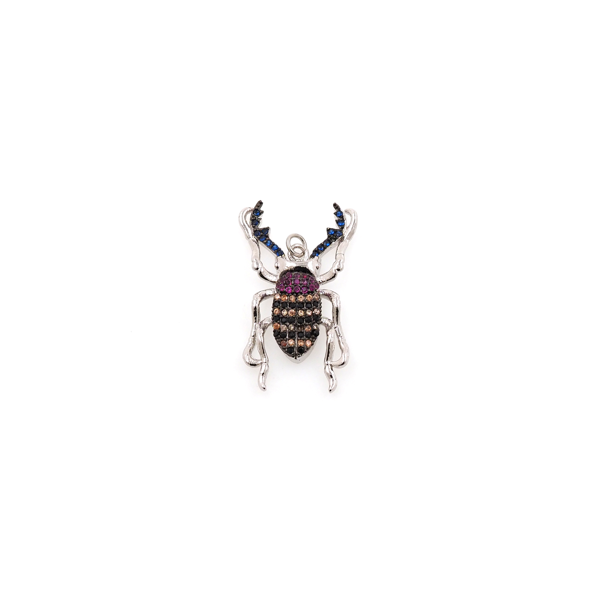 18K Gold Filled Beetle Pendant,CZ Micro Pave Insect Charm Earrings Necklace for DIY Jewelry Making Supply