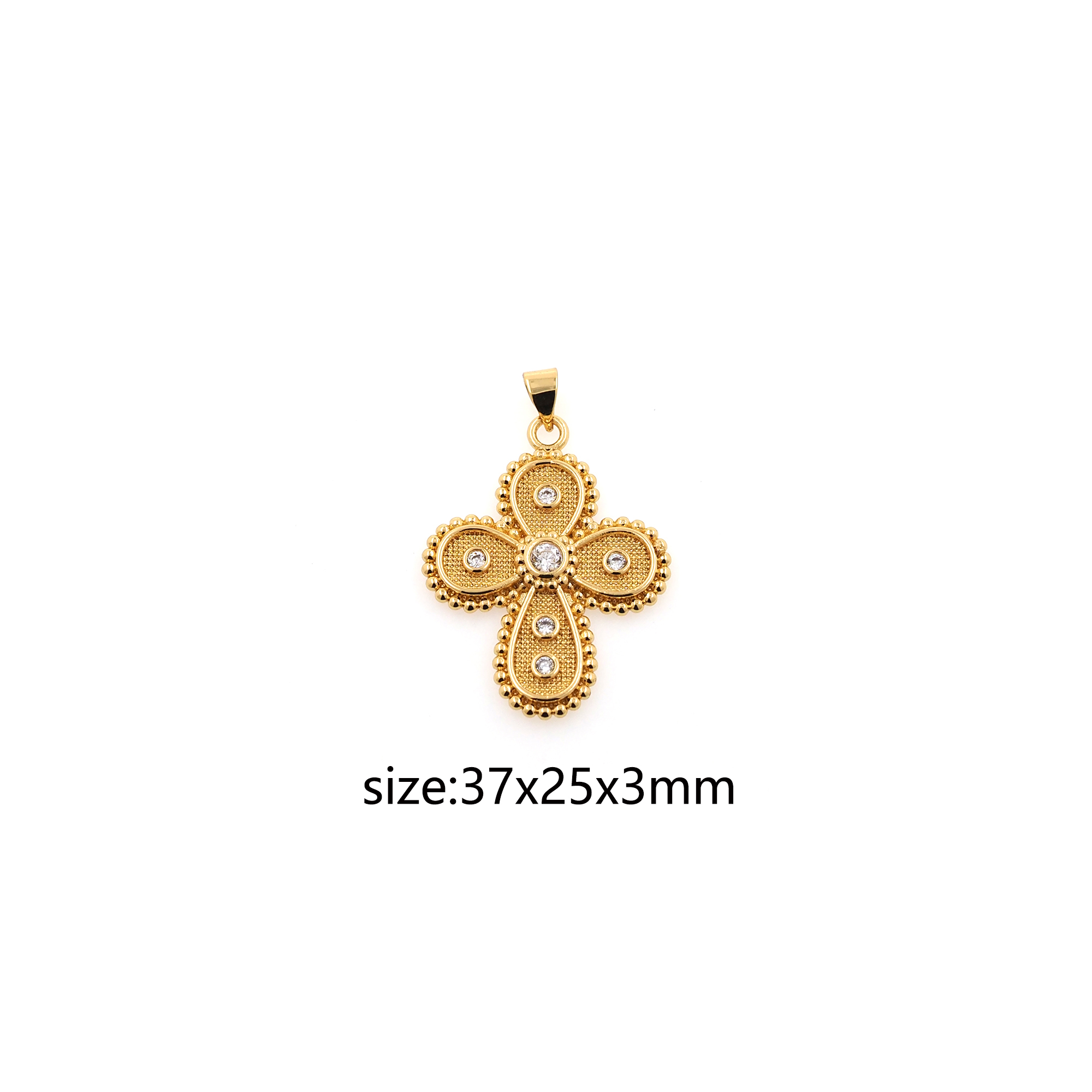 18K Gold Filled Cross Pendant,CZ Micro Pave Cross Charm Earrings Necklace for DIY Jewelry Making Supply