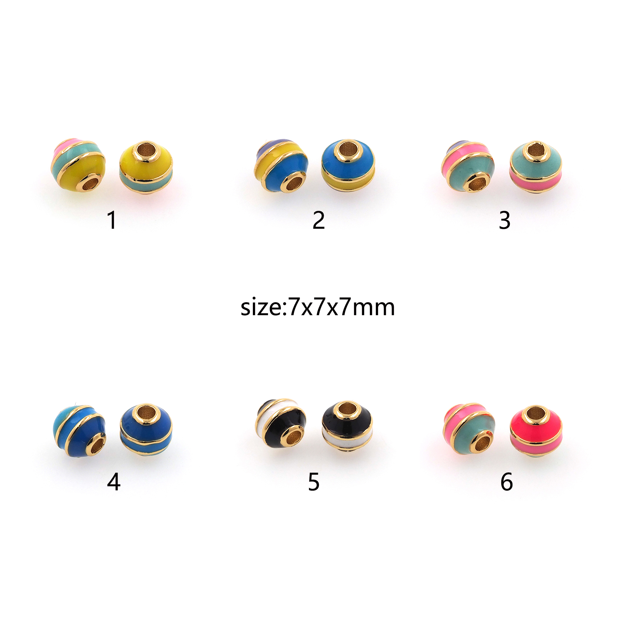 18K Gold Filled Round Spacer Beads,Enamel Ball Bead for Bracelet Jewelry Necklace Making Supply