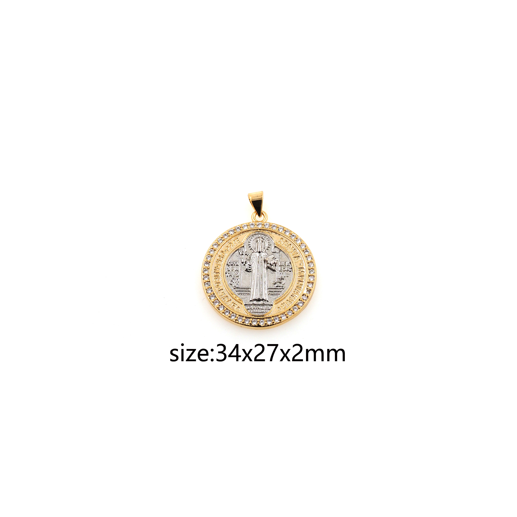 18K Gold Filled Benedict Pendant,CZ Micro Pave Benedict Charm Earrings Necklace for DIY Jewelry Making Supply