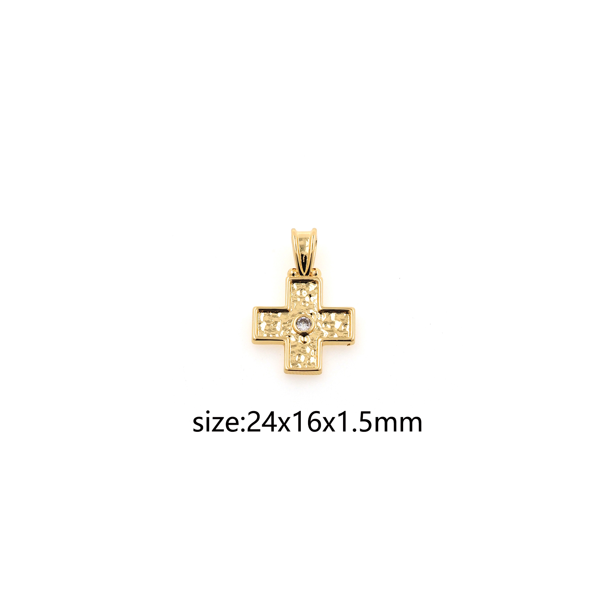 18K Gold Filled Cross Pendant,CZ Micro Pave Cross Charm Earrings Necklace for DIY Jewelry Making Supply