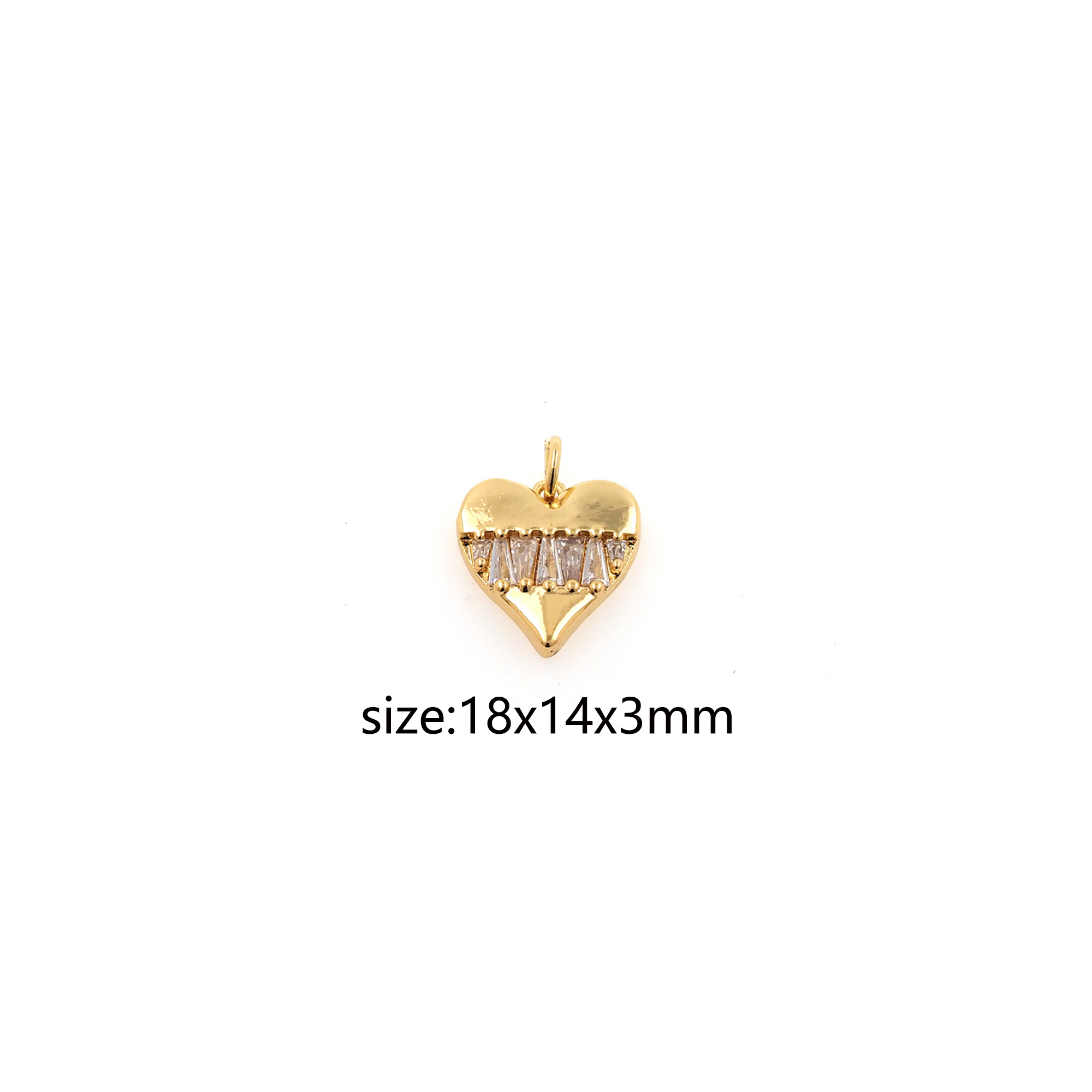 18K Gold Filled Heart Pendant,CZ Micro Pave Heart Charm Earrings Necklace for DIY Jewelry Making Supply
