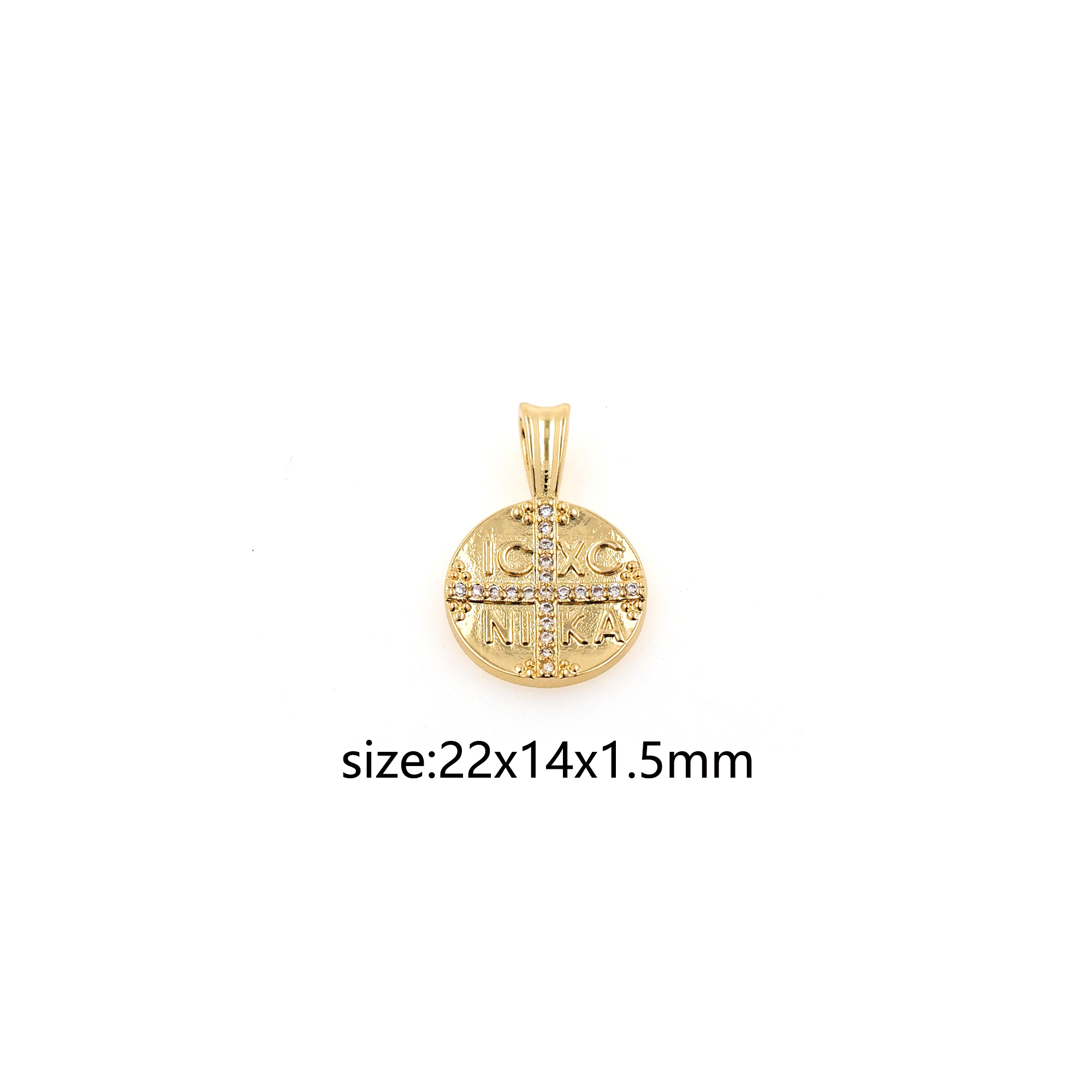 18K Gold Filled Round Pendant,CZ Micro Pave Round Charm Earrings Necklace for DIY Jewelry Making Supply