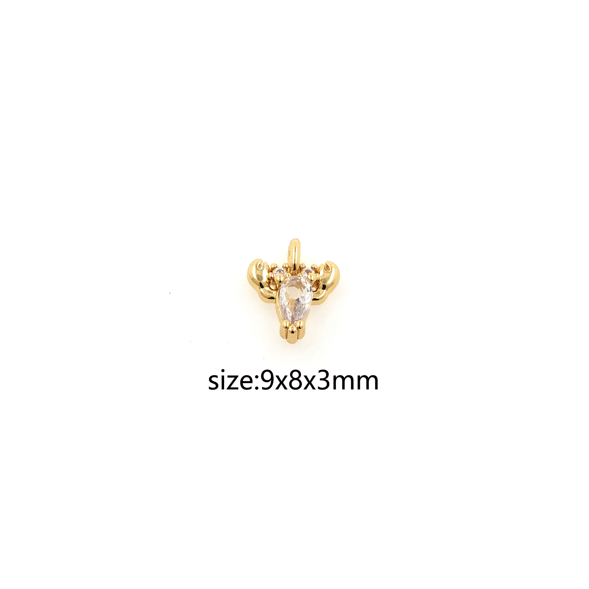 18K Gold Filled Crayfish Pendant,CZ Micro Pave Marine Life Charm Earrings Necklace for DIY Jewelry Making Supply