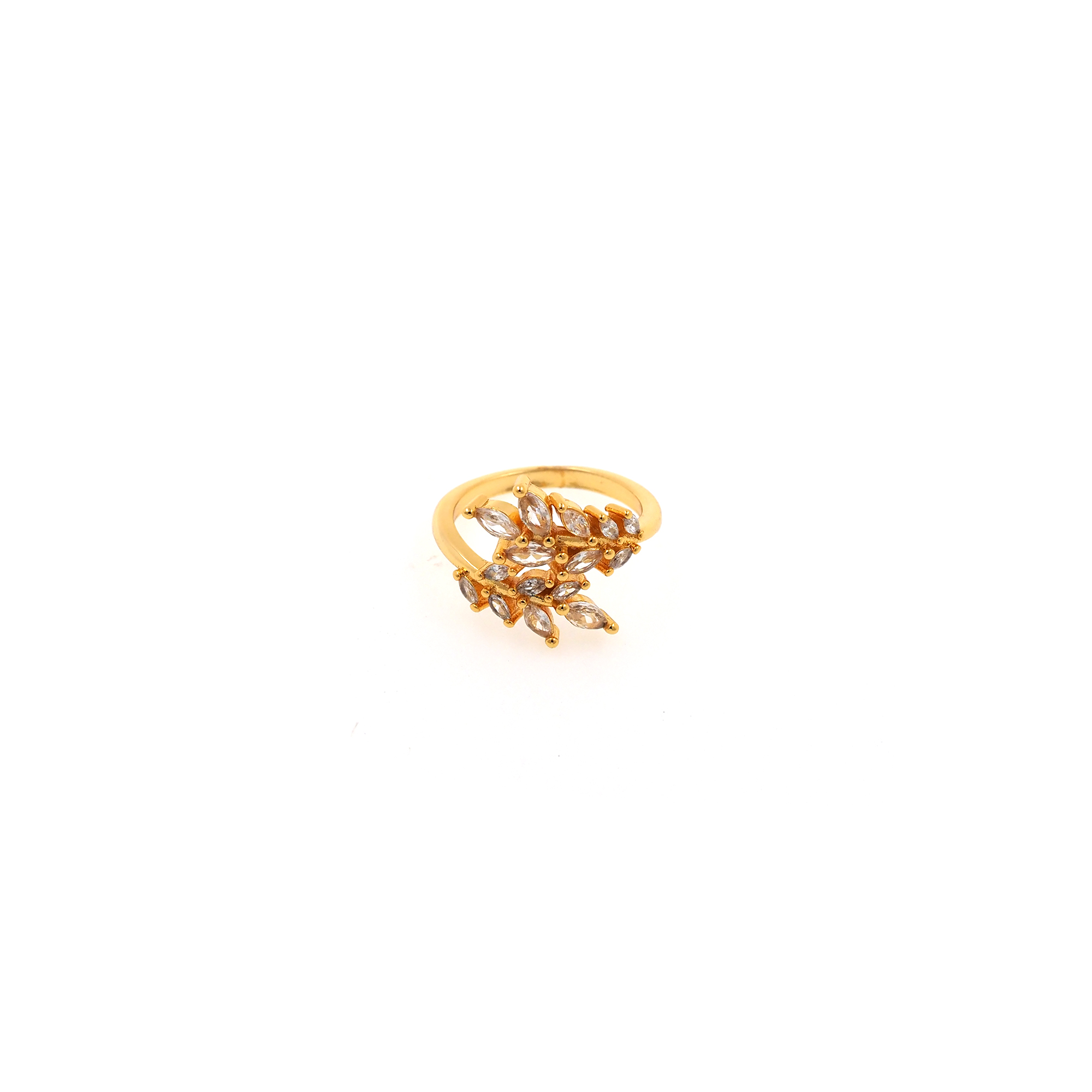 18K Gold Filled Leaf CZ Ring,Dainty Zirconia Ring,Minimalist Ring,Open Ring,Adjustable Ring