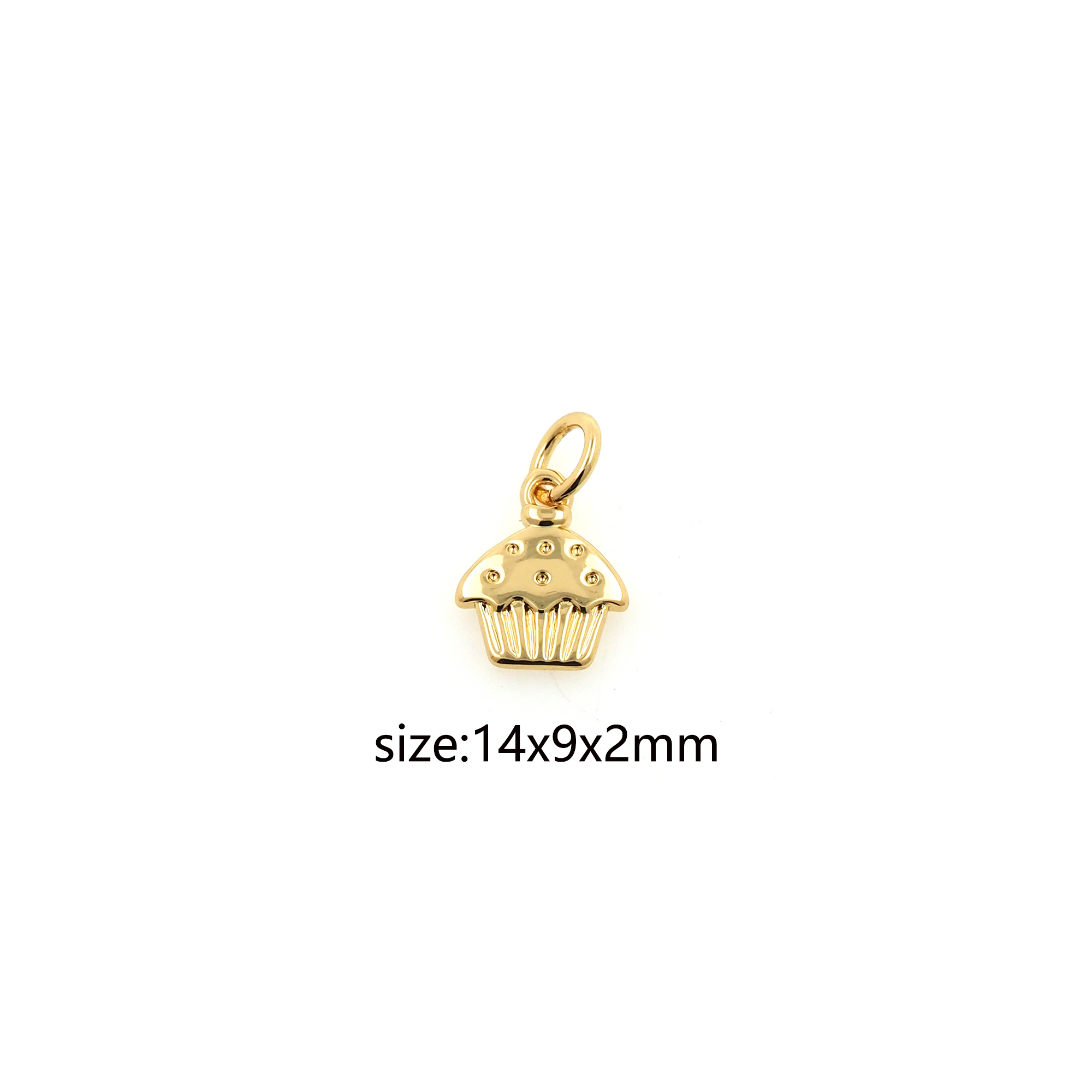 18K Gold Filled Cake Pendant,Dessert Charm Earrings Necklace for DIY Jewelry Making Supply