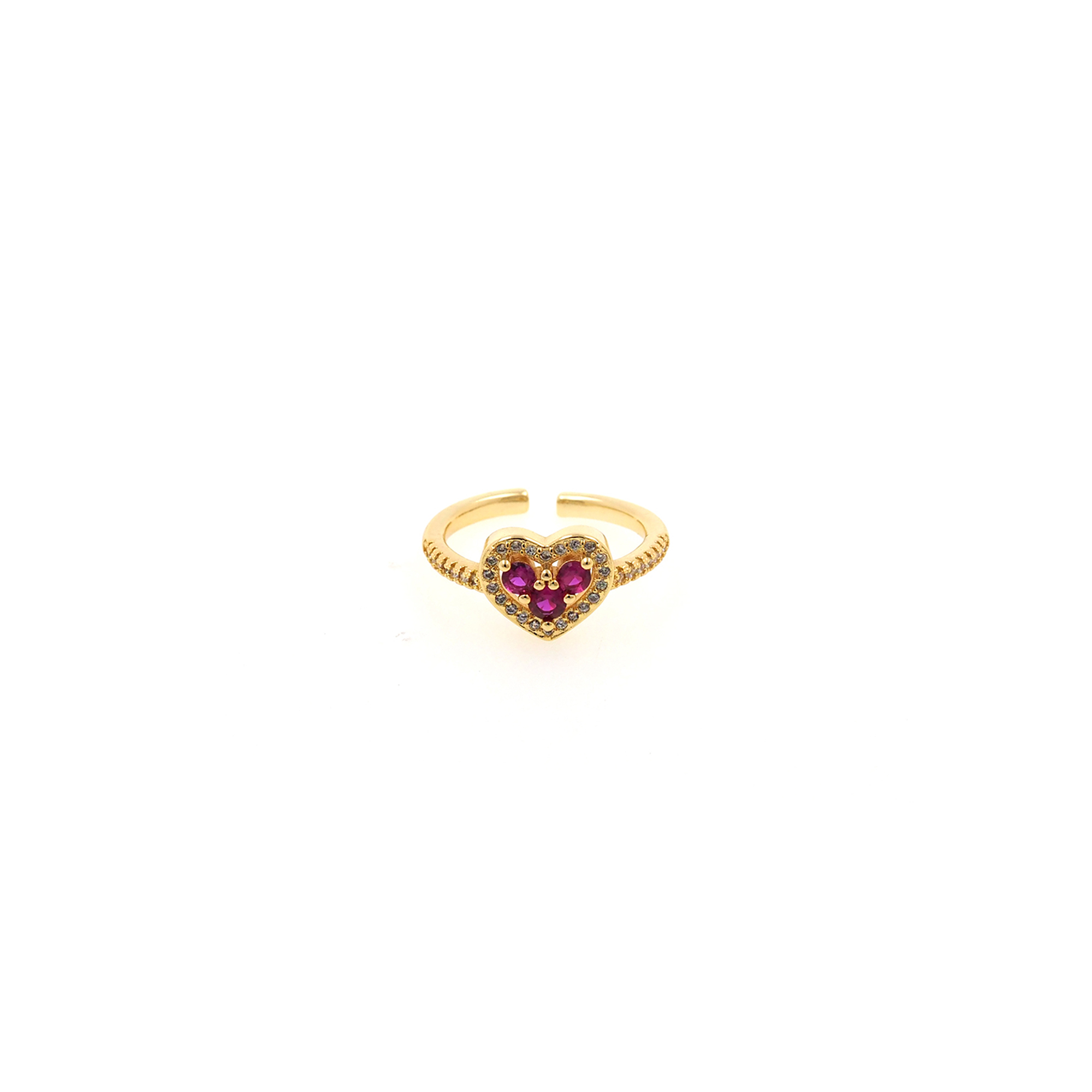 18K Gold Filled Heart CZ Ring,Minimalist Ring,Dainty Zirconia Ring,Open Ring,Adjustable Ring