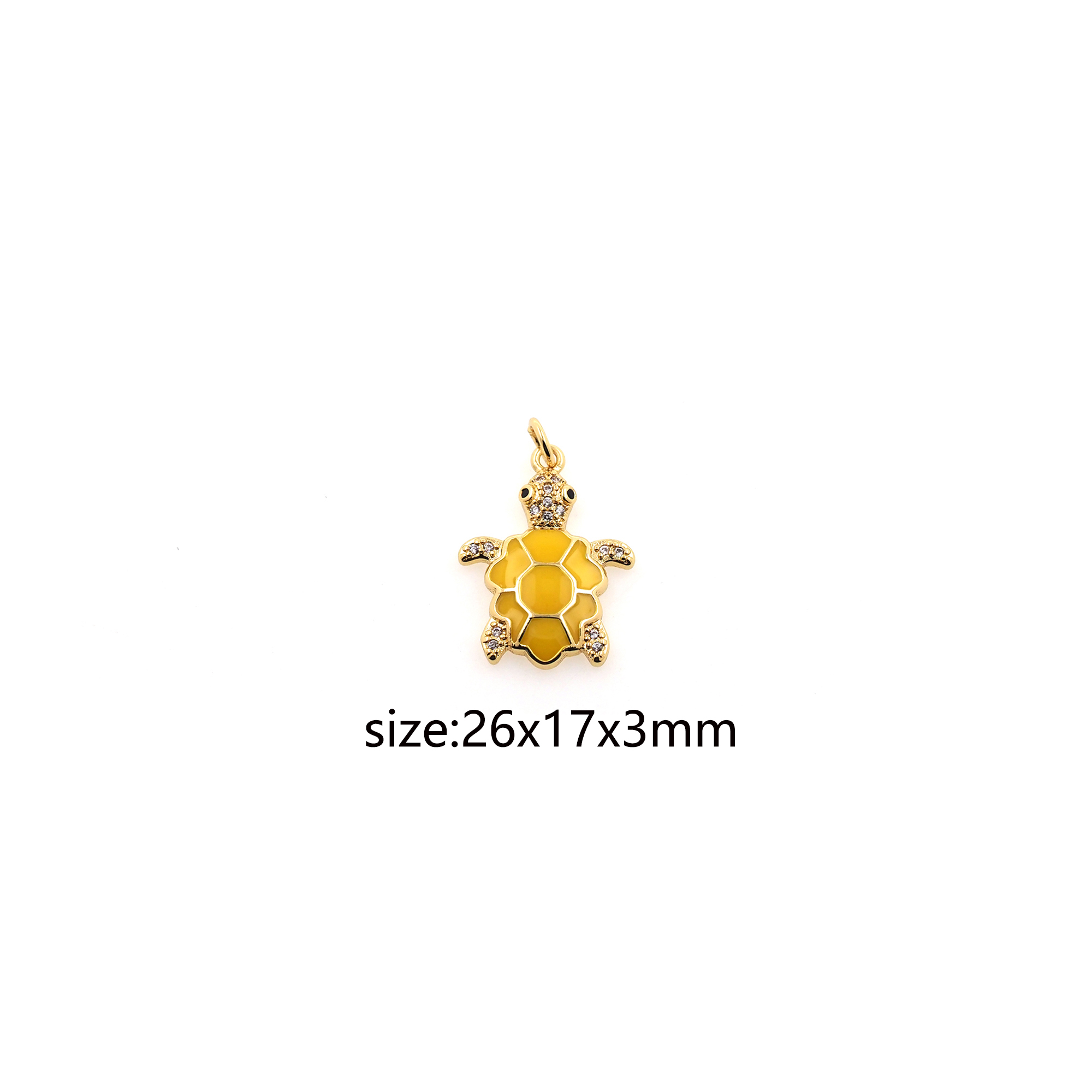 18K Gold Filled Turtle Pendant,Enamel Turtle Charm Earrings Necklace for DIY Jewelry Making Supply