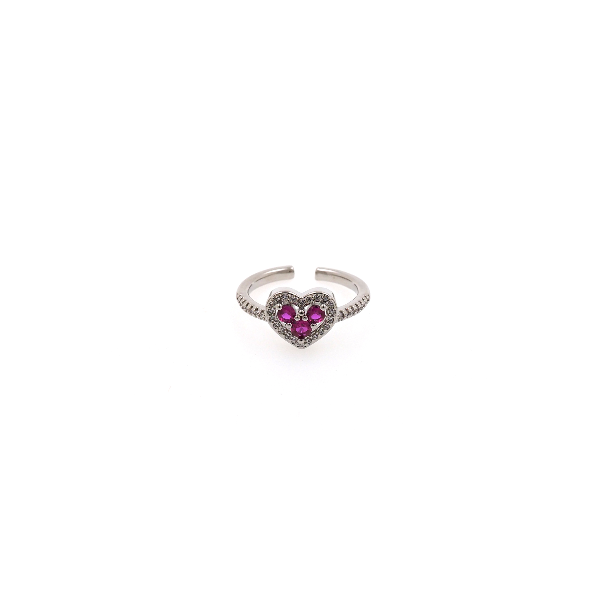 18K Gold Filled Heart CZ Ring,Minimalist Ring,Dainty Zirconia Ring,Open Ring,Adjustable Ring