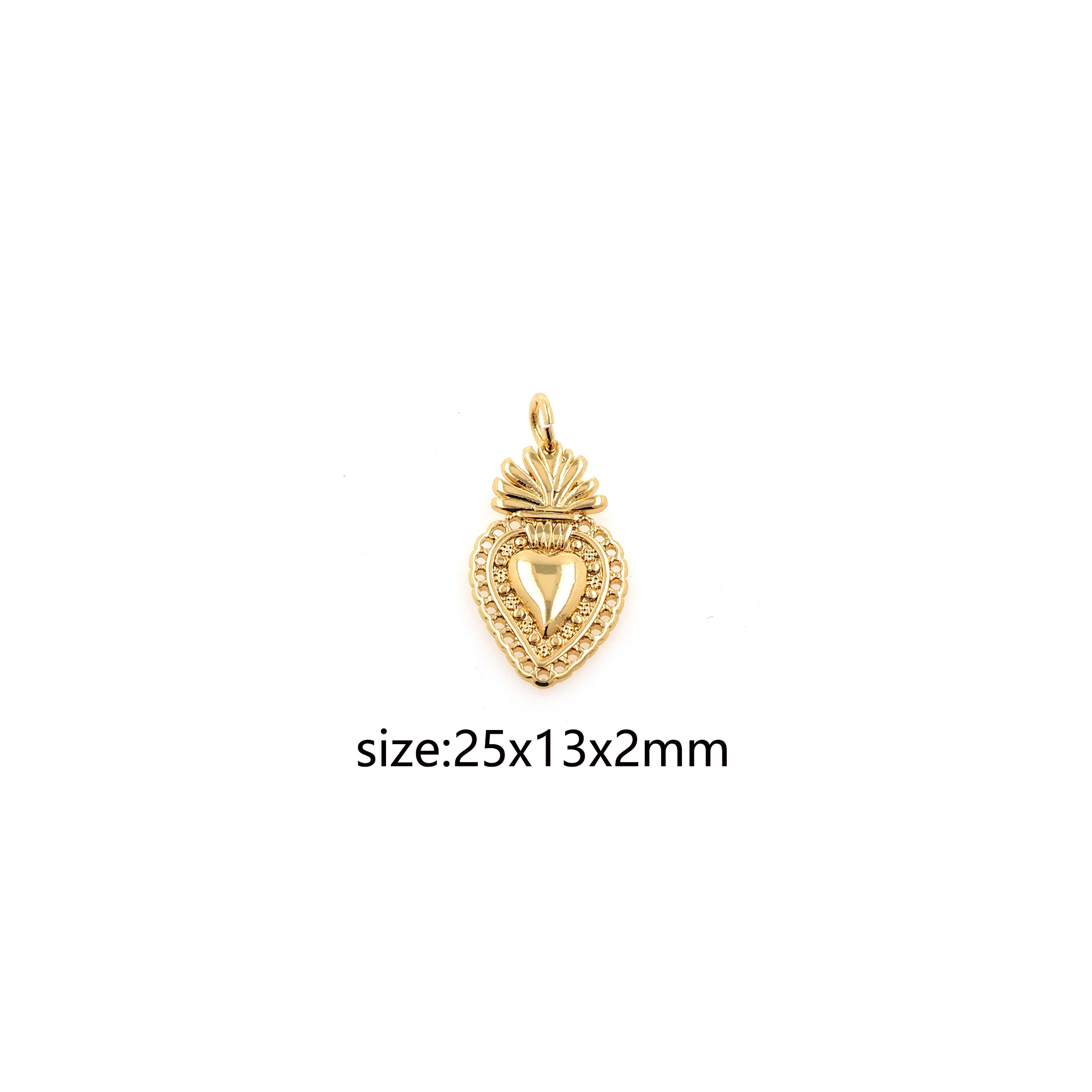 18K Gold Filled Sacred Heart Pendant,Sacred Heart Charm Earrings Necklace for DIY Jewelry Making Supply