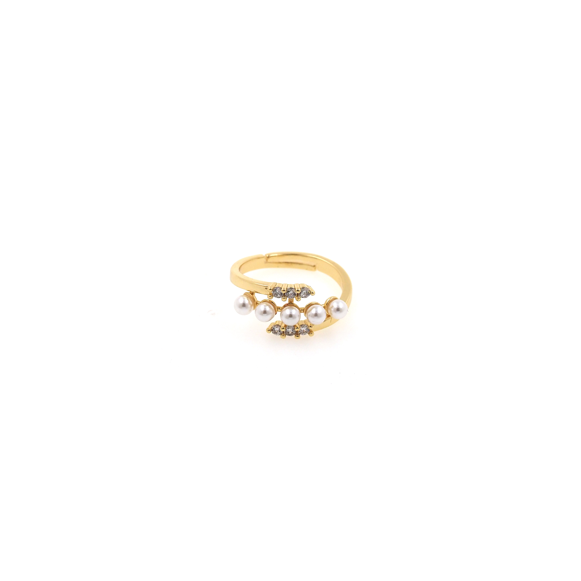 18K Gold Filled Pearl CZ Ring,Dainty Zirconia Ring,Adjustable Ring,Minimalist Ring,Open Ring
