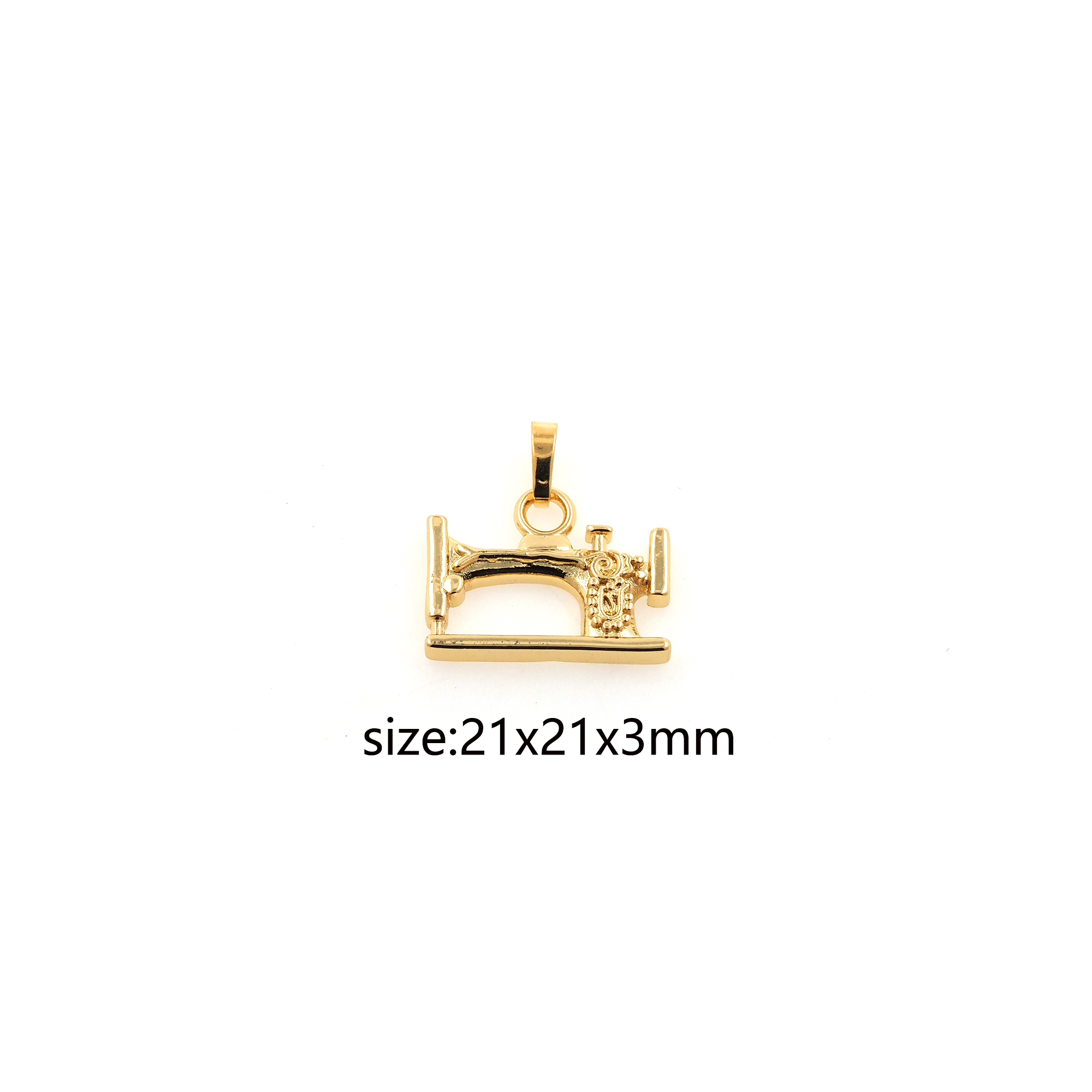 18K Gold Filled Sewing Machine Pendant,Dainty Sewing Charm Earrings Necklace for DIY Jewelry Making Supply