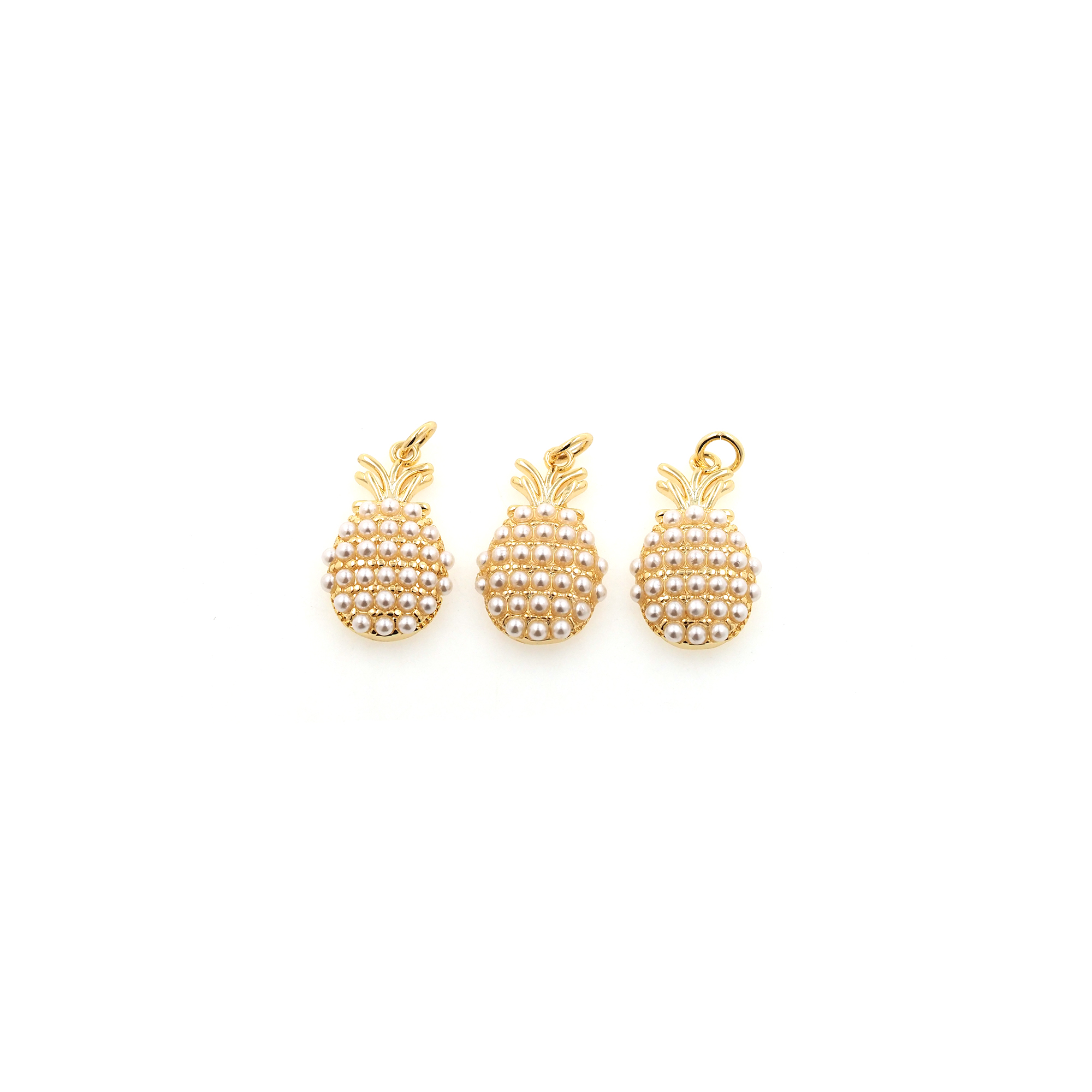 18K Gold Filled Pineapple Pendant,Pearl Fruit Charm Earrings Necklace for DIY Jewelry Making Supply