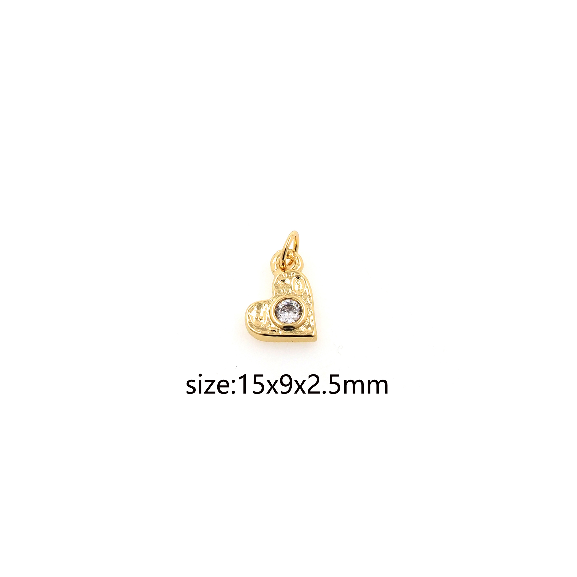 18K Gold Filled Heart Pendant,CZ Micro Pave Heart Charm Earrings Necklace for DIY Jewelry Making Supply