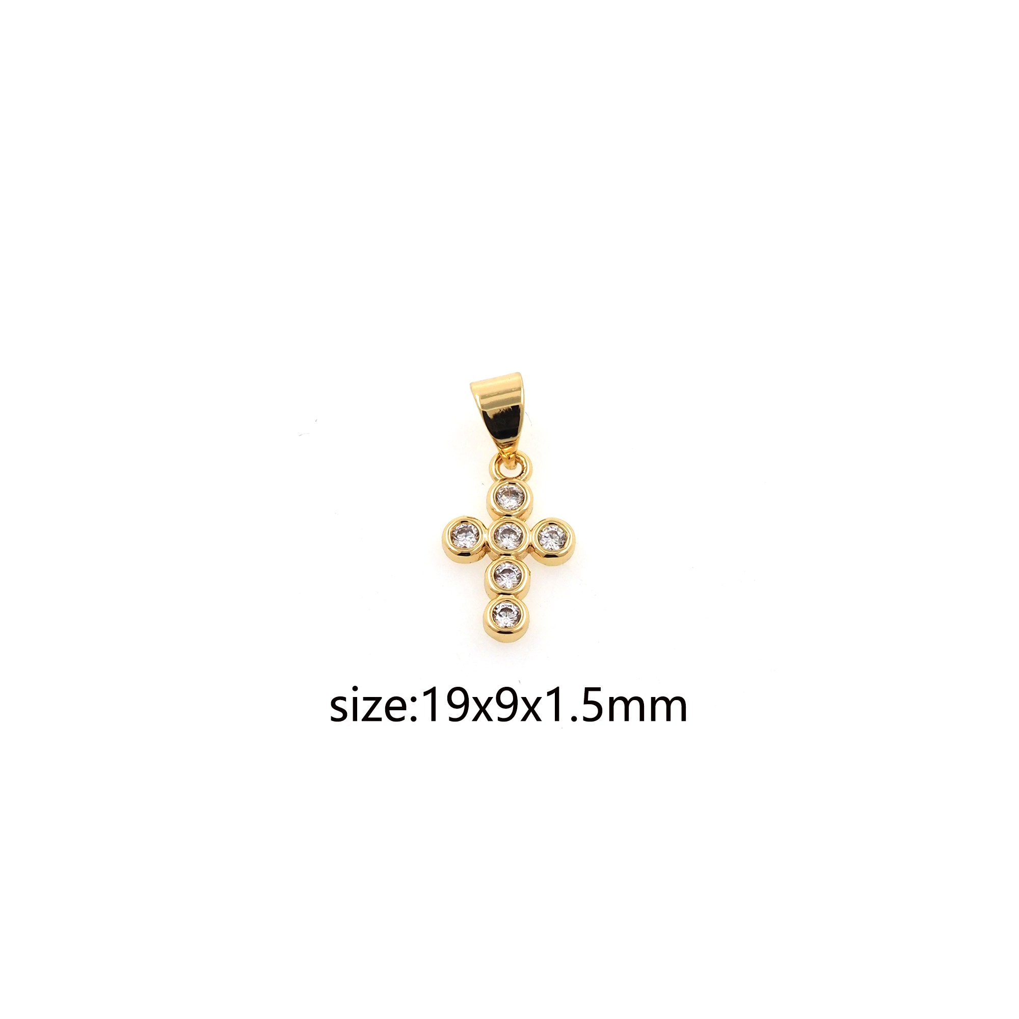 18K Gold Filled Cross Pendant,CZ Micro Pave Religious Charm Earrings Necklace for DIY Jewelry Making Supply
