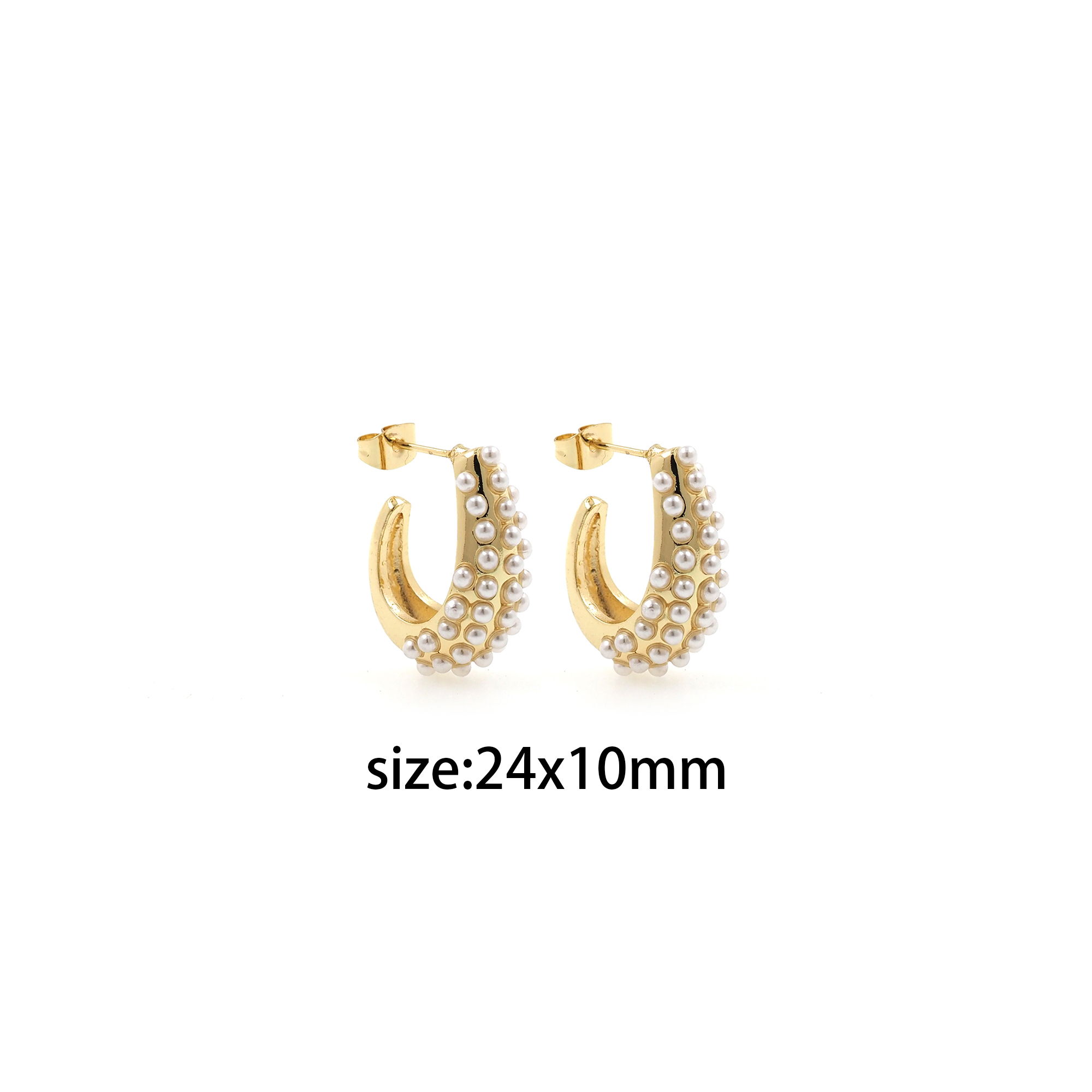 18K Gold Filled Pearl Hoops Earrings,Gold Huggies Hoop Earrings,Minimalist Earrings