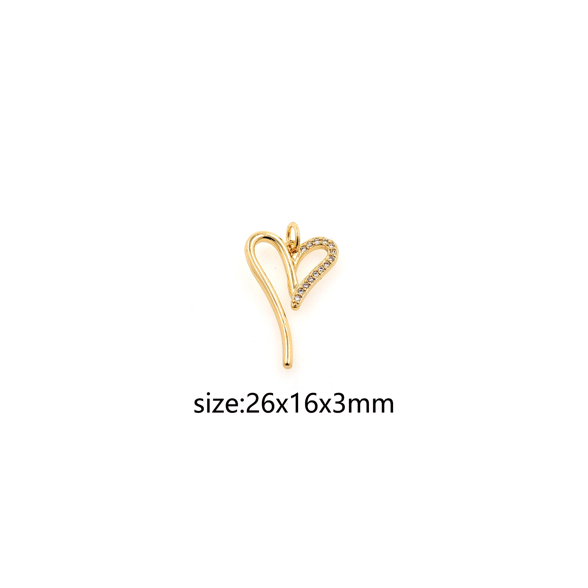 18K Gold Filled Heart Pendant,CZ Micro Pave Heart Charm Earrings Necklace for DIY Jewelry Making Supply