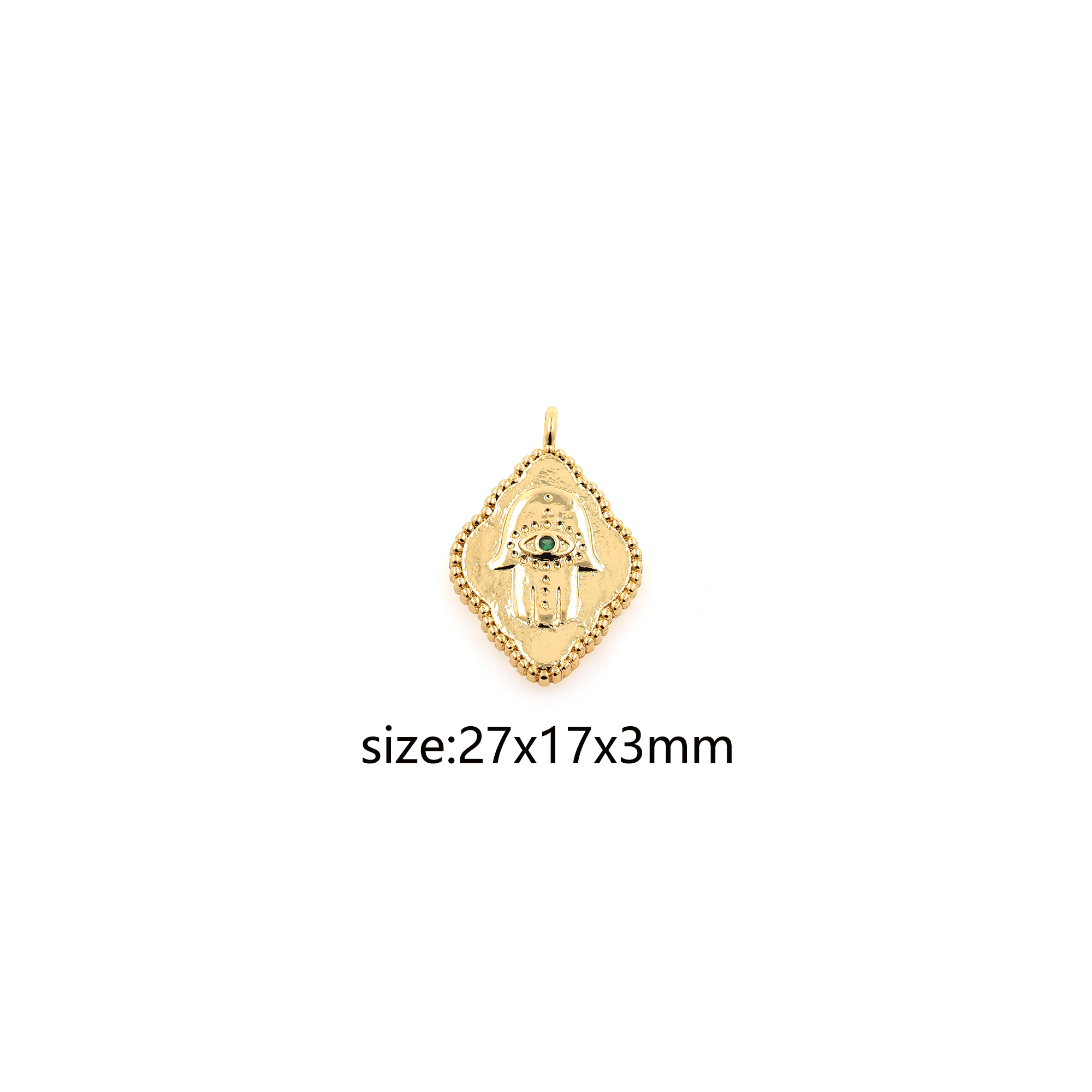 18K Gold Filled Hamsa Pendant,CZ Micro Pave Hamsa Charm Earrings Necklace for DIY Jewelry Making Supply