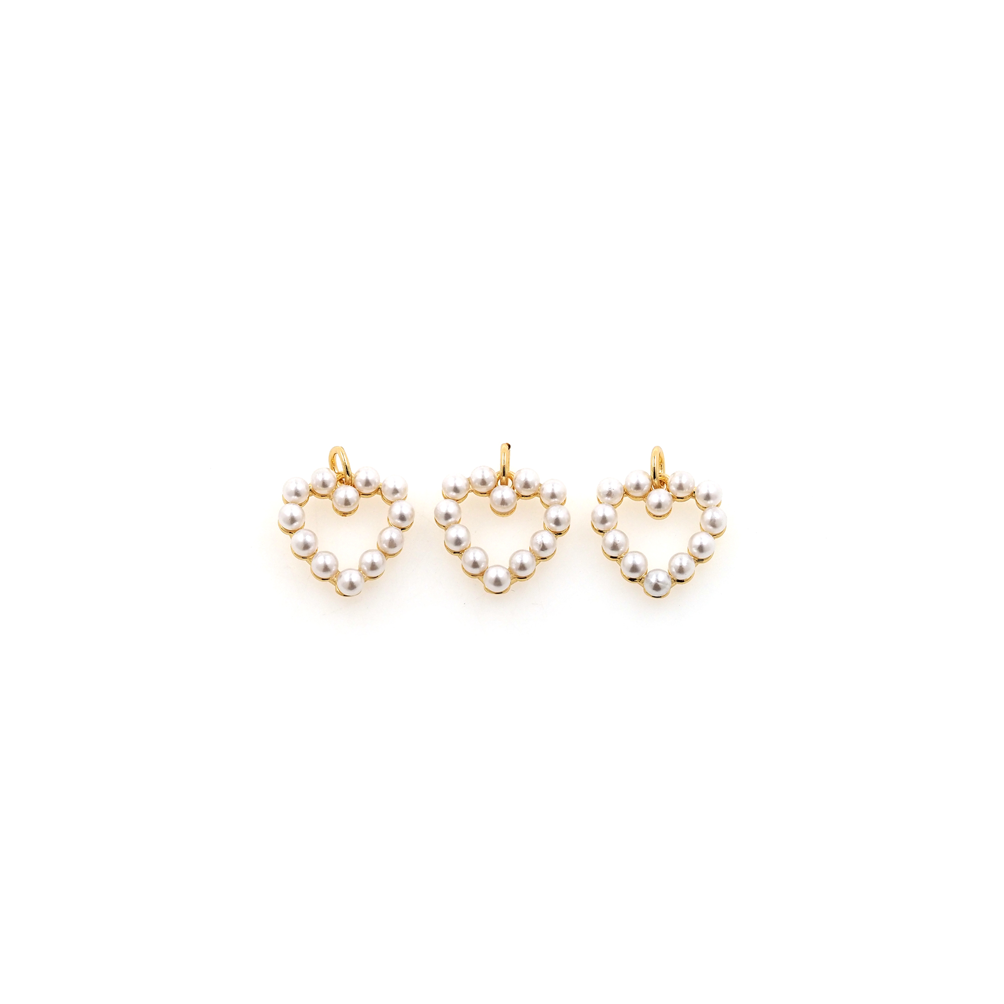 18K Gold Filled Heart Pendant,Pearl Heart Charm Earrings Necklace for DIY Jewelry Making Supply