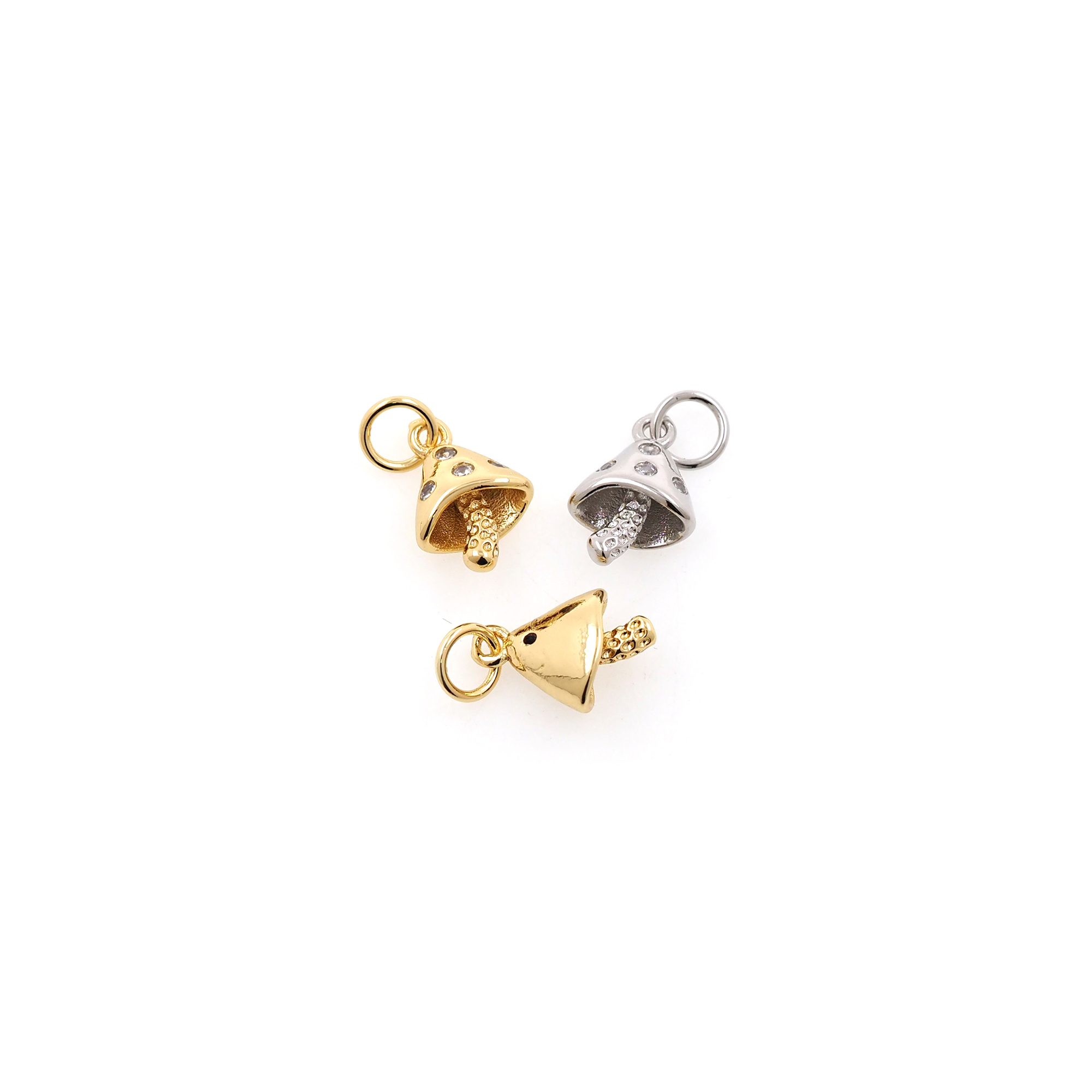 18K Gold Filled Mushroom Pendant,CZ Micro Pave Mushroom Charm Earrings Necklace for DIY Jewelry Making Supply