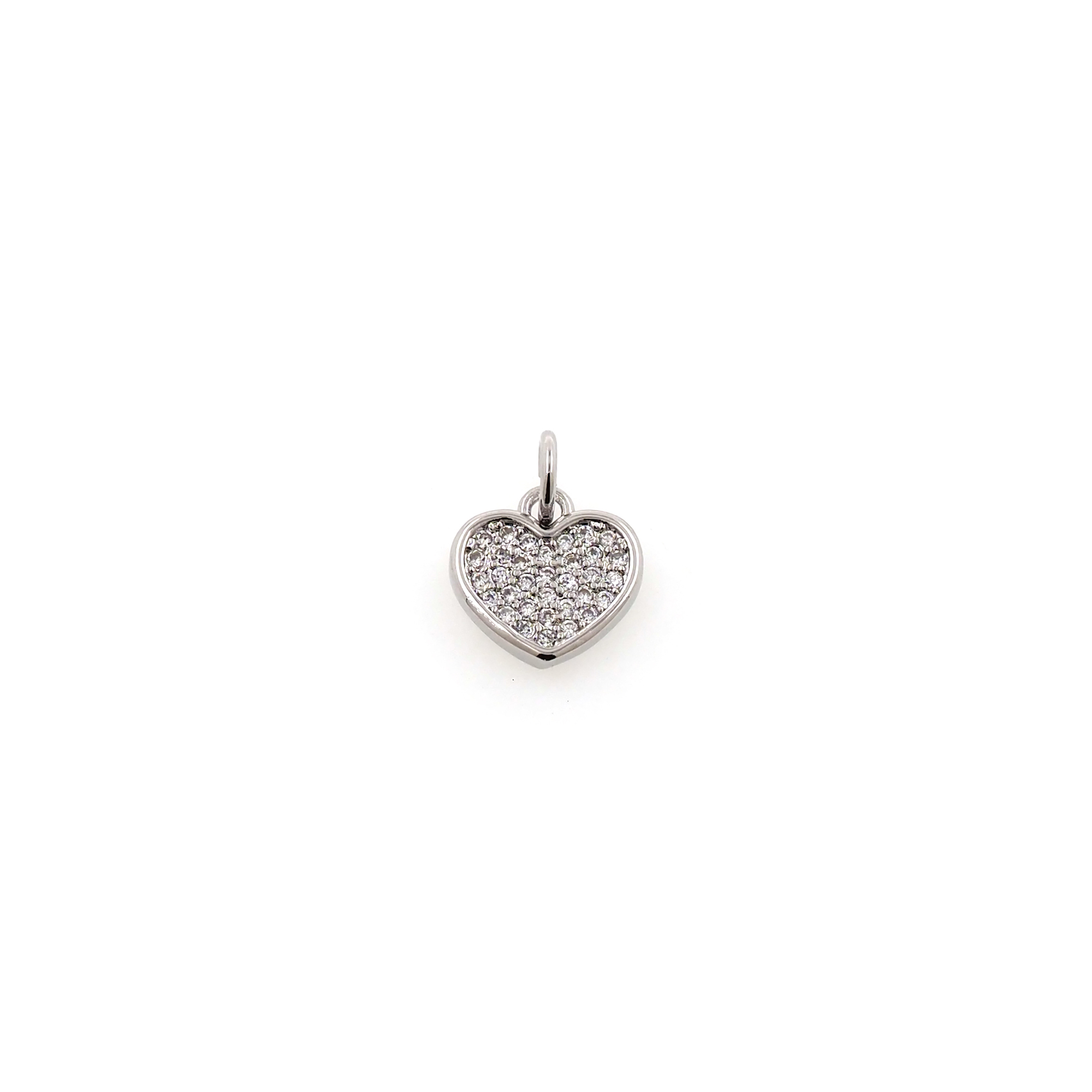18K Gold Filled Heart Pendant,CZ Micro Pave Tiny Heart Charm Earrings Necklace for DIY Jewelry Making Supply