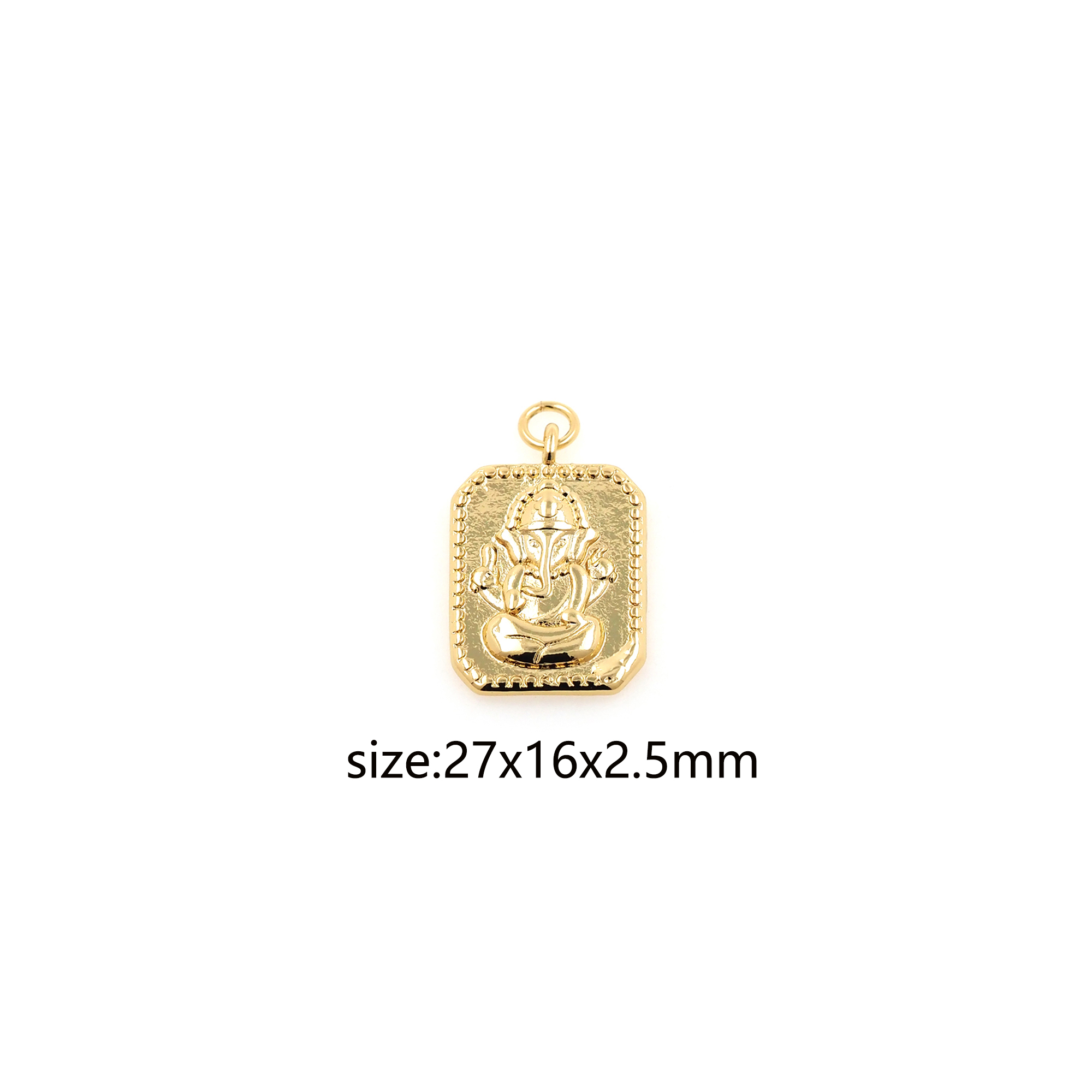 18K Gold Filled Ganesha Pendant,Amulet Charm Earrings Necklace for DIY Jewelry Making Supply