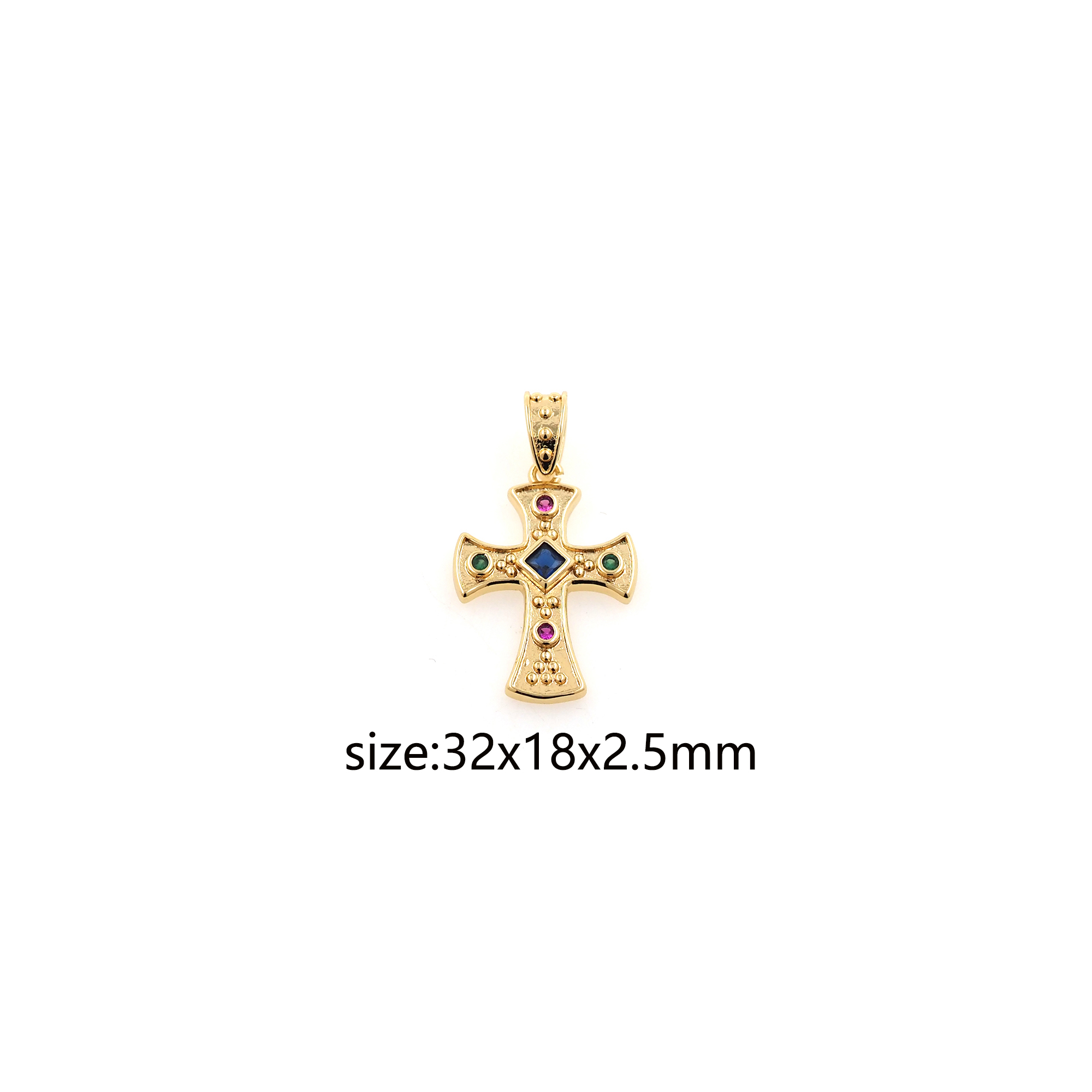 18K Gold Filled Cross Pendant,CZ Micro Pave Cross Charm Earrings Necklace for DIY Jewelry Making Supply