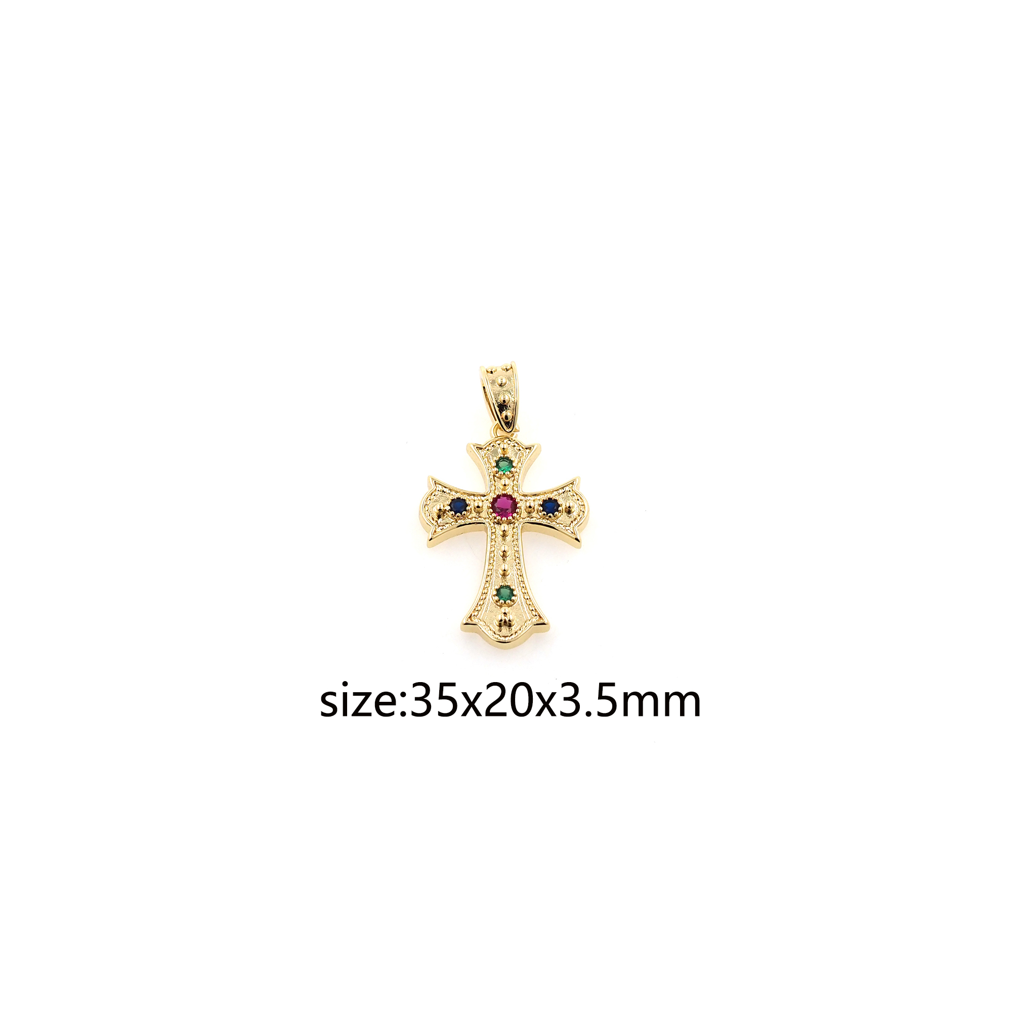 18K Gold Filled Cross Pendant,CZ Micro Pave Cross Charm Earrings Necklace for DIY Jewelry Making Supply