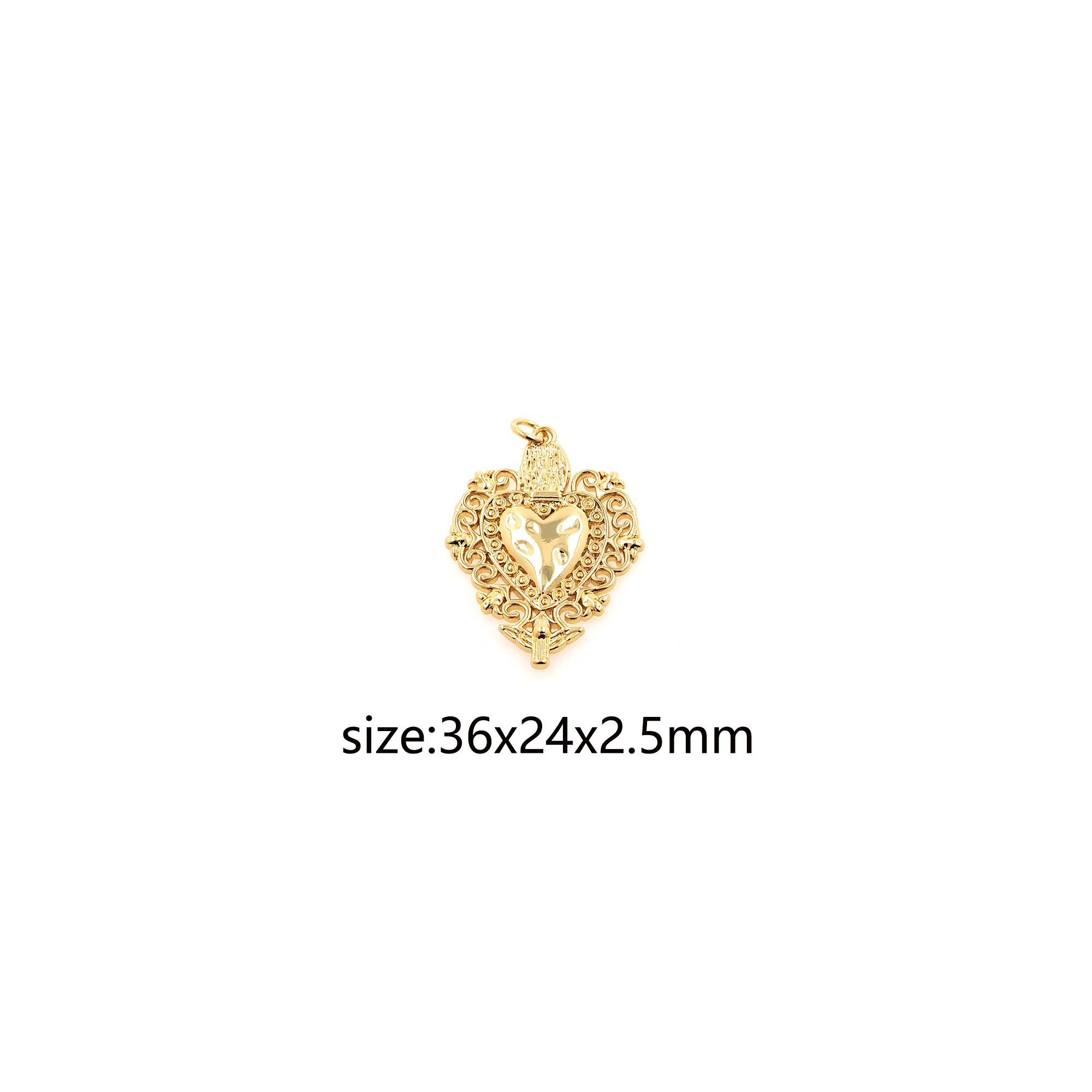 18K Gold Filled Heart Pendant,Dainty Heart Charm Earrings Necklace for DIY Jewelry Making Supply