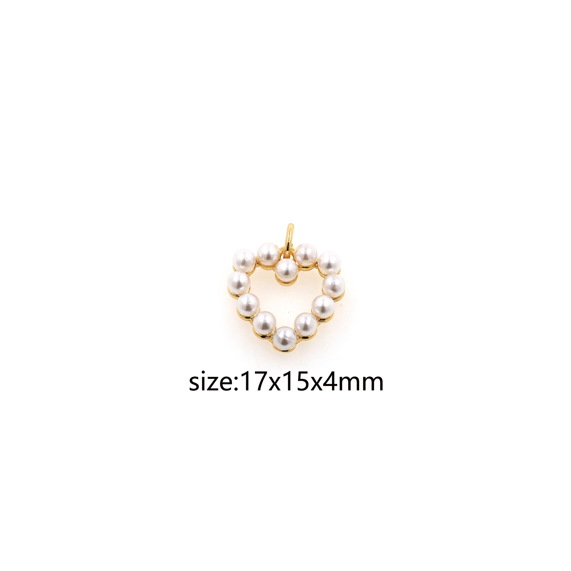 18K Gold Filled Heart Pendant,Pearl Heart Charm Earrings Necklace for DIY Jewelry Making Supply